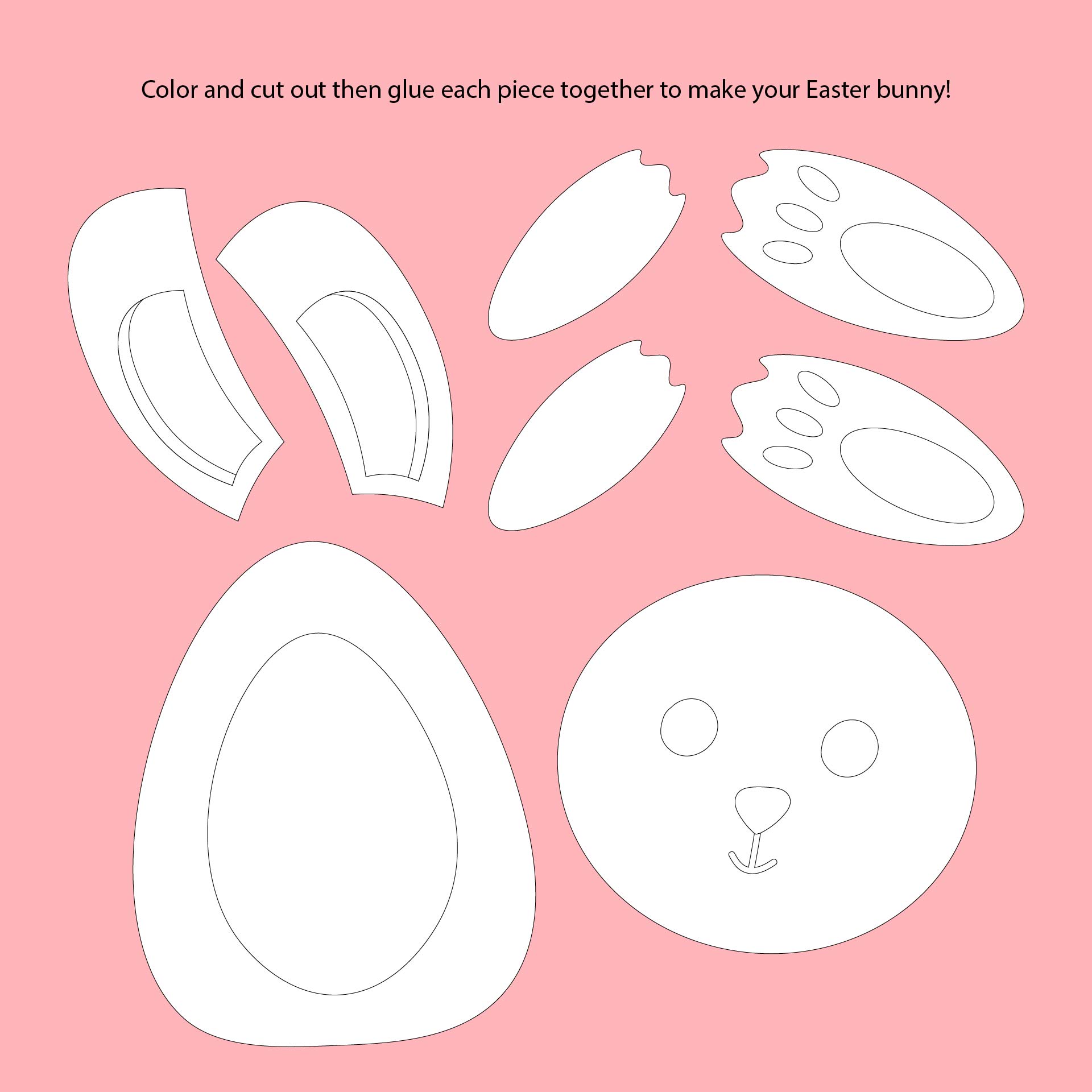 Coloring Easter Bunny Paper Crafts