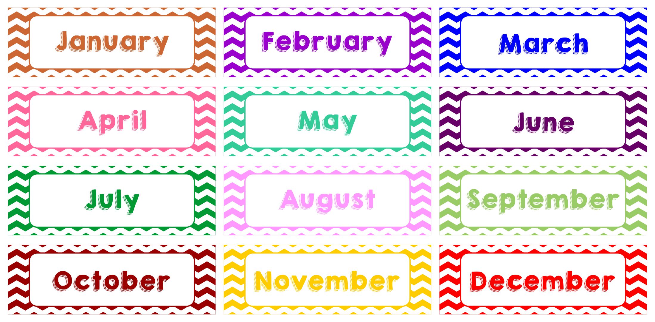 Chevron Printable Months of the Year
