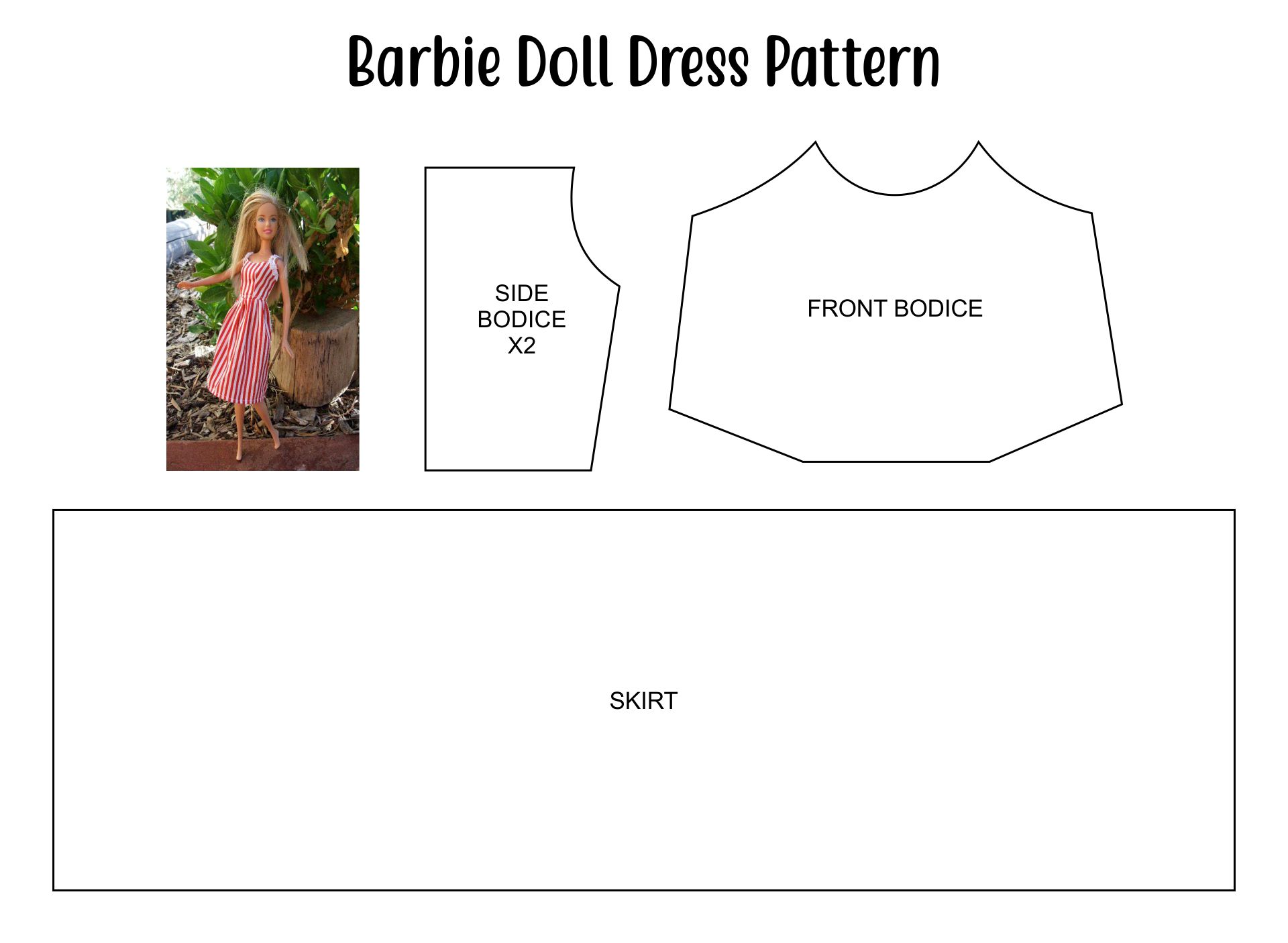 Printable Barbie Doll Dress Pattern