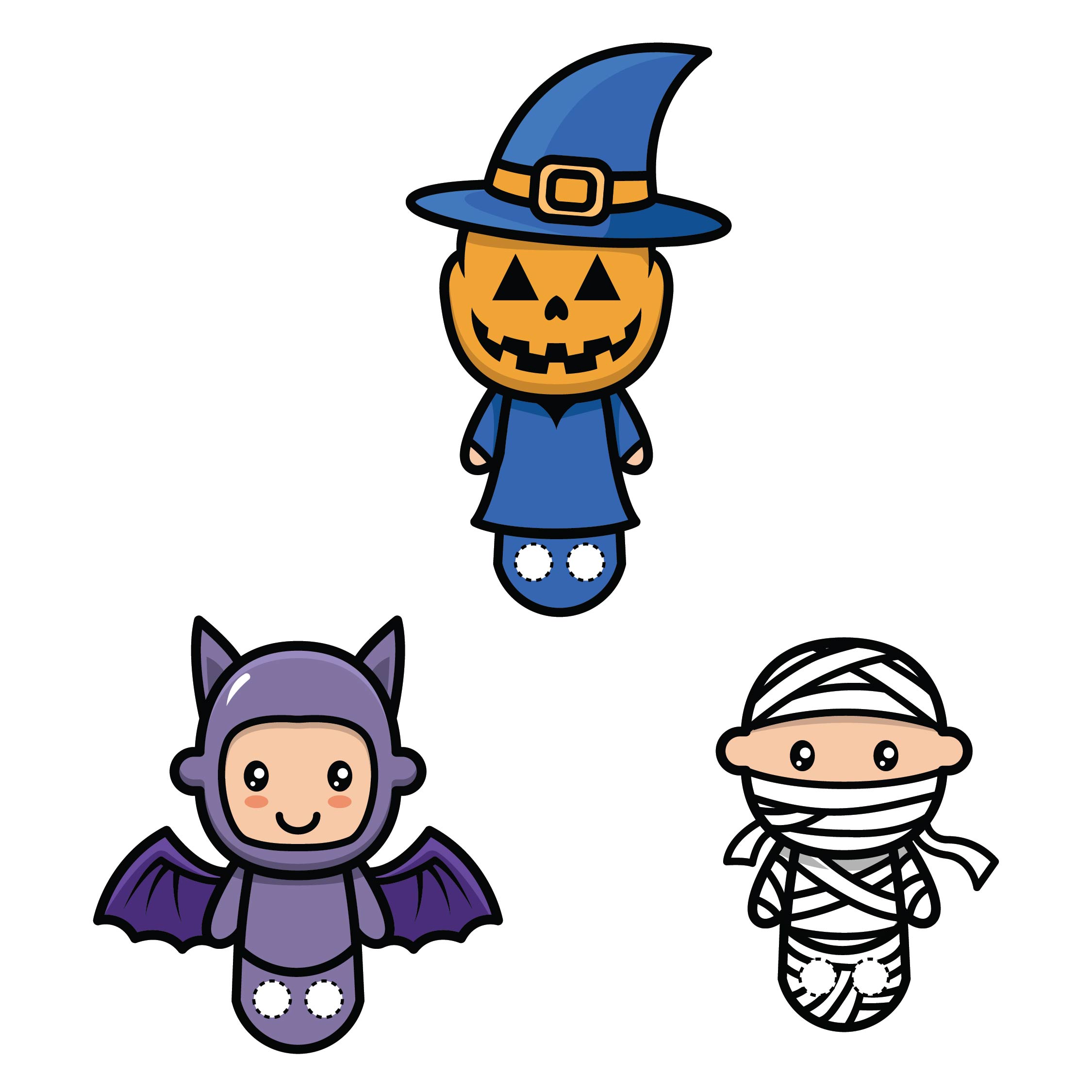 Halloween Finger Puppets Coloring Pages