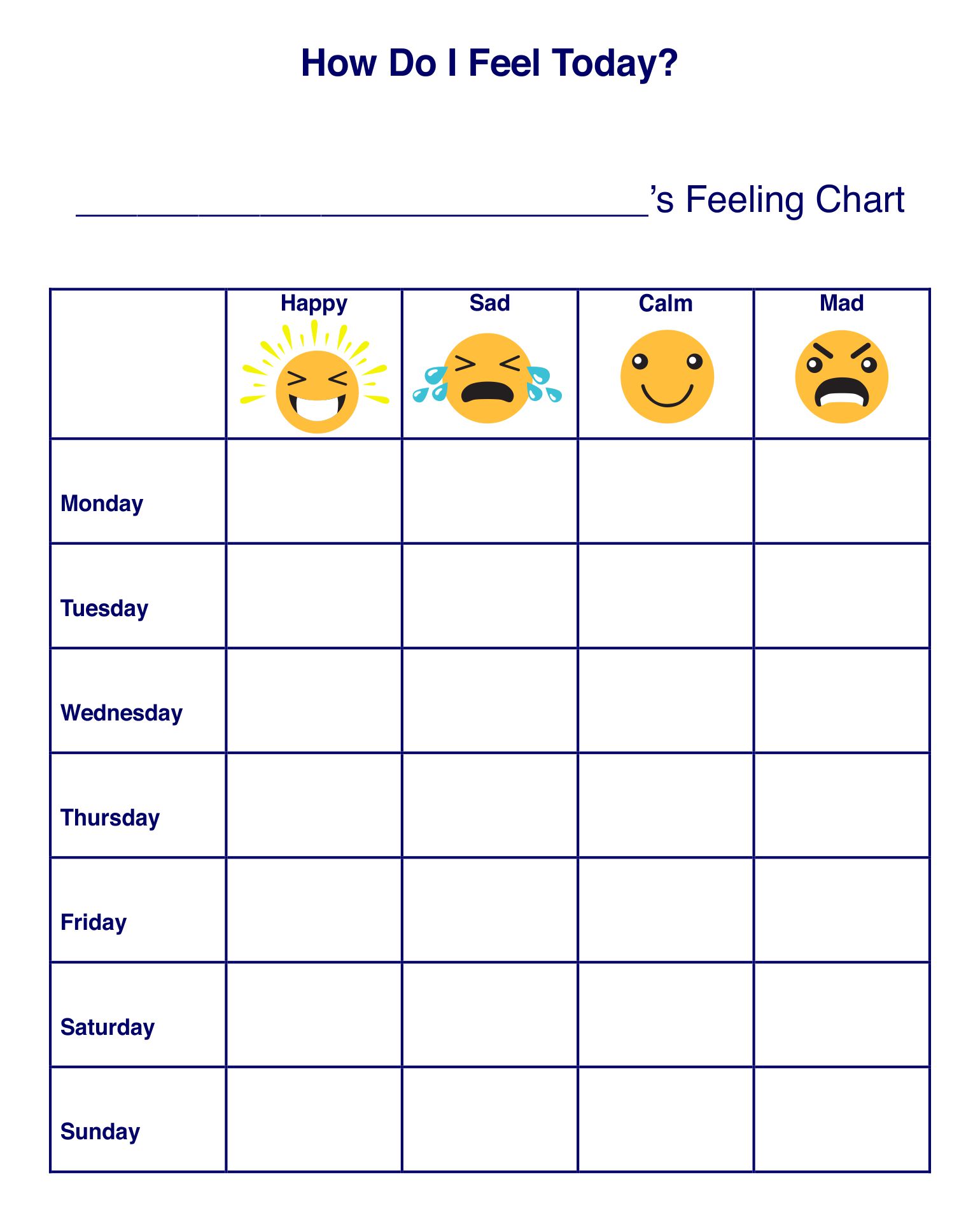 Printable Daily Mood Chart Template - Printable Templates