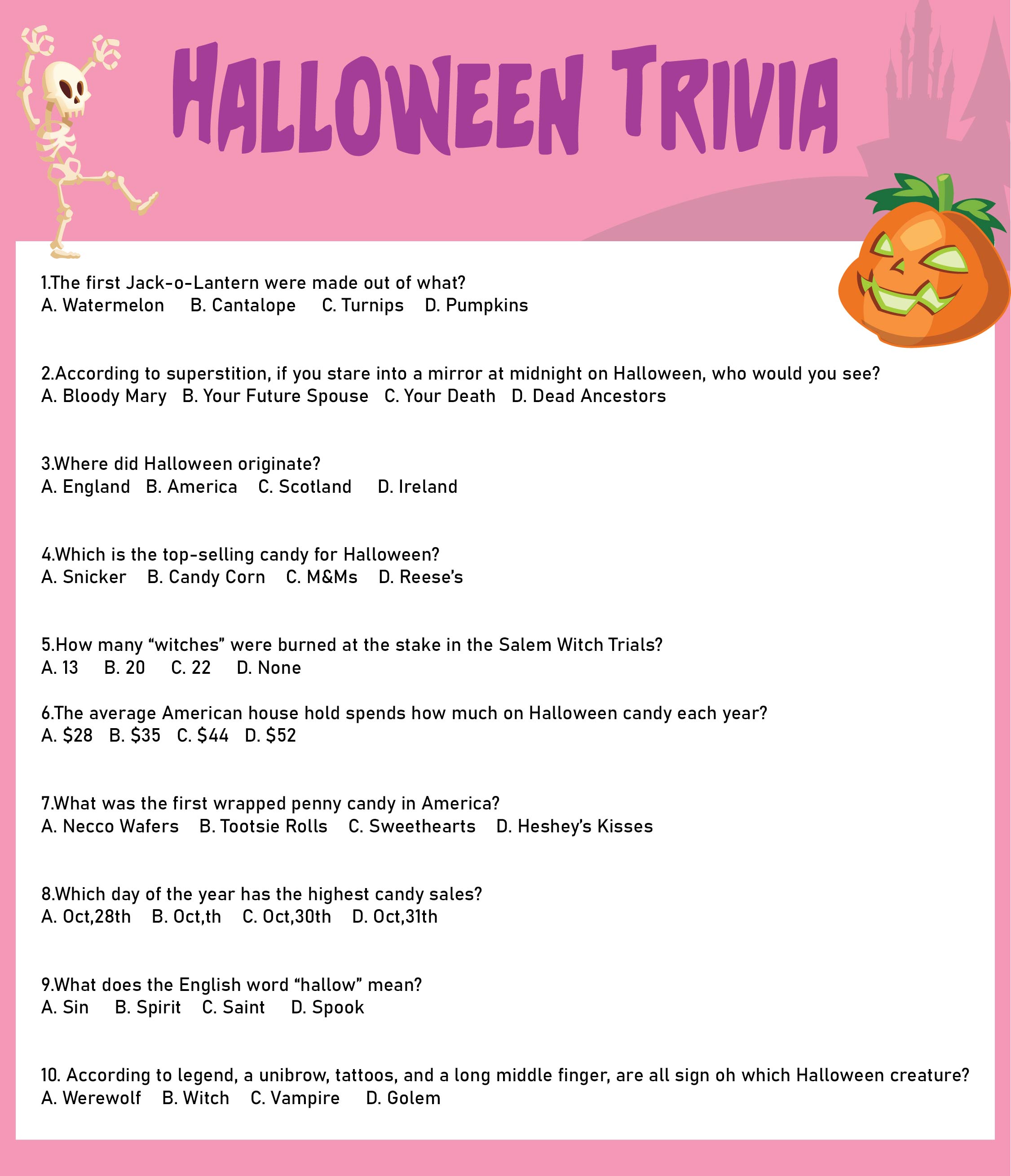Food Trivia 10 Free PDF Printables Printablee Food Trivia 10 Free PDF Printables Printablee