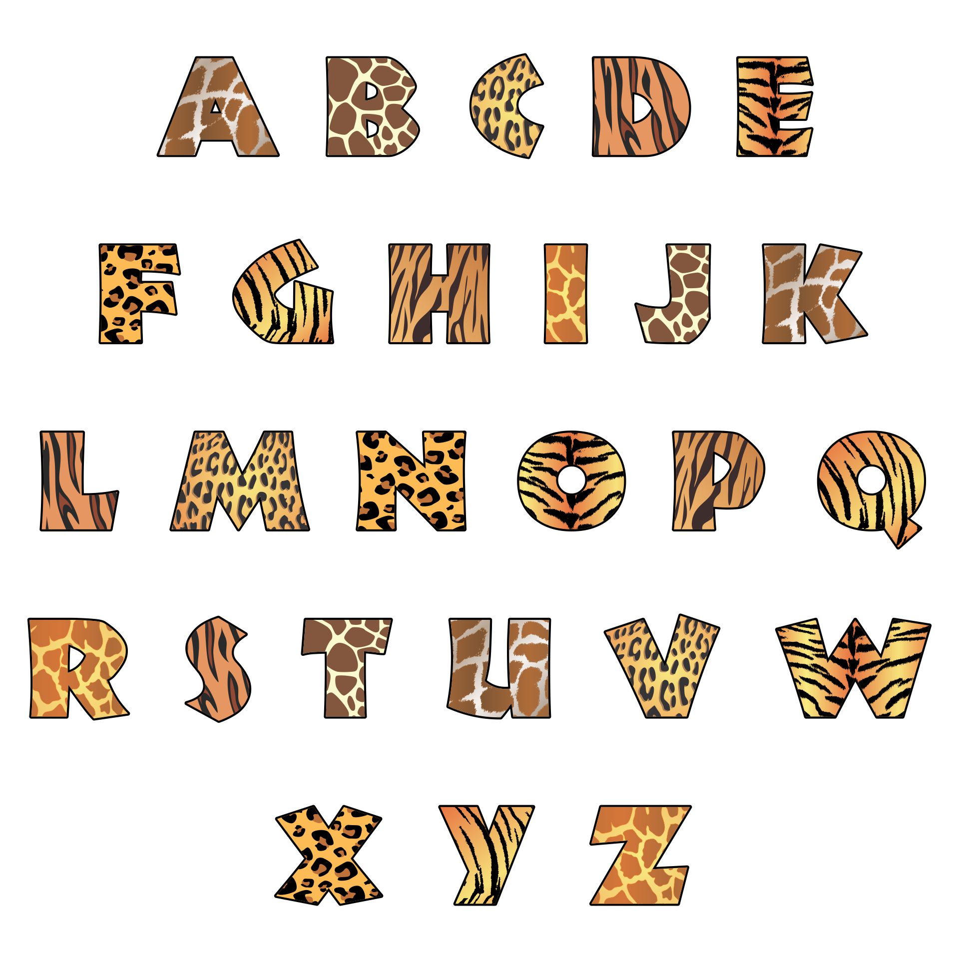 Animal Print Letters Clip Art