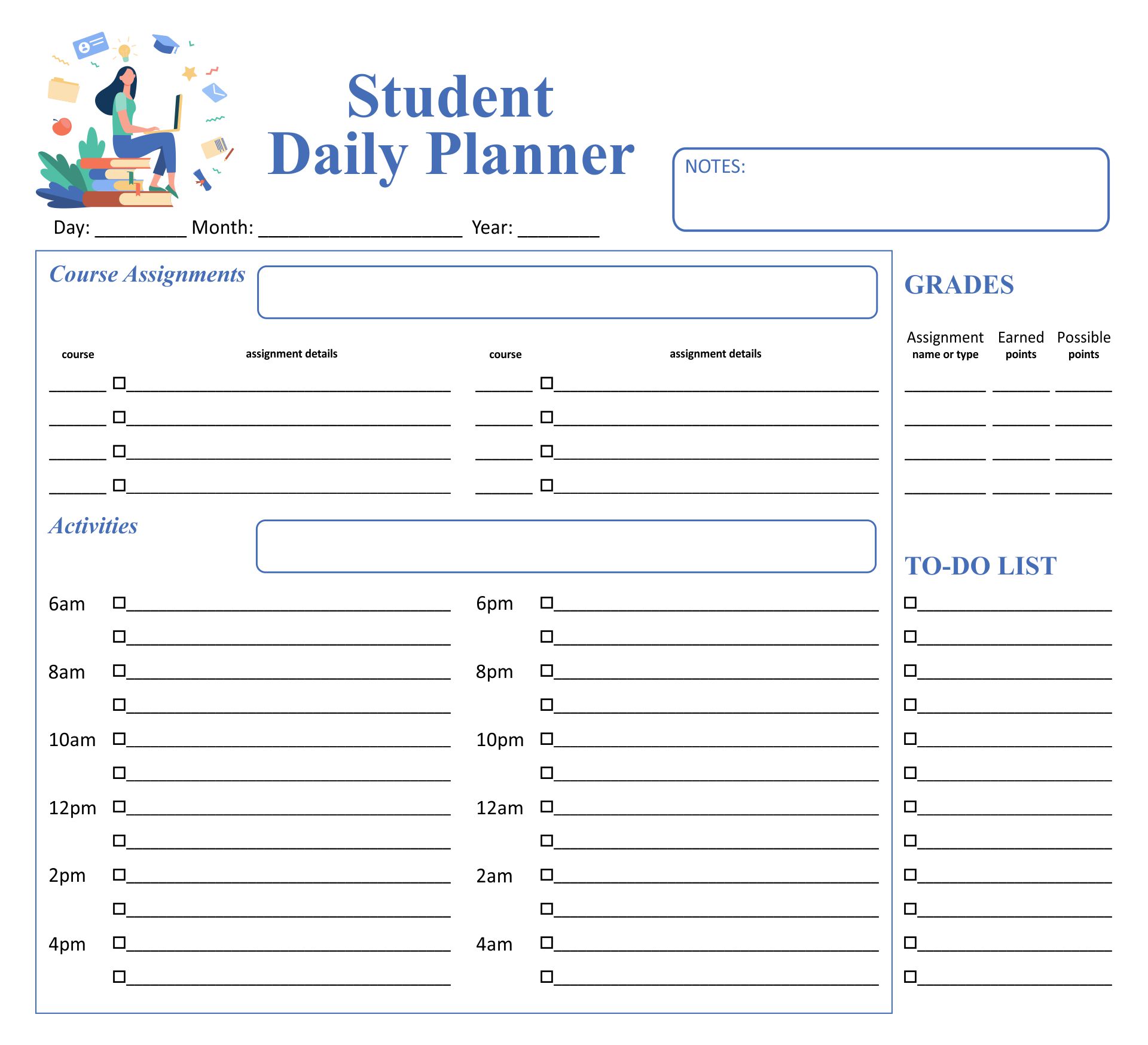 College Student Planner Template