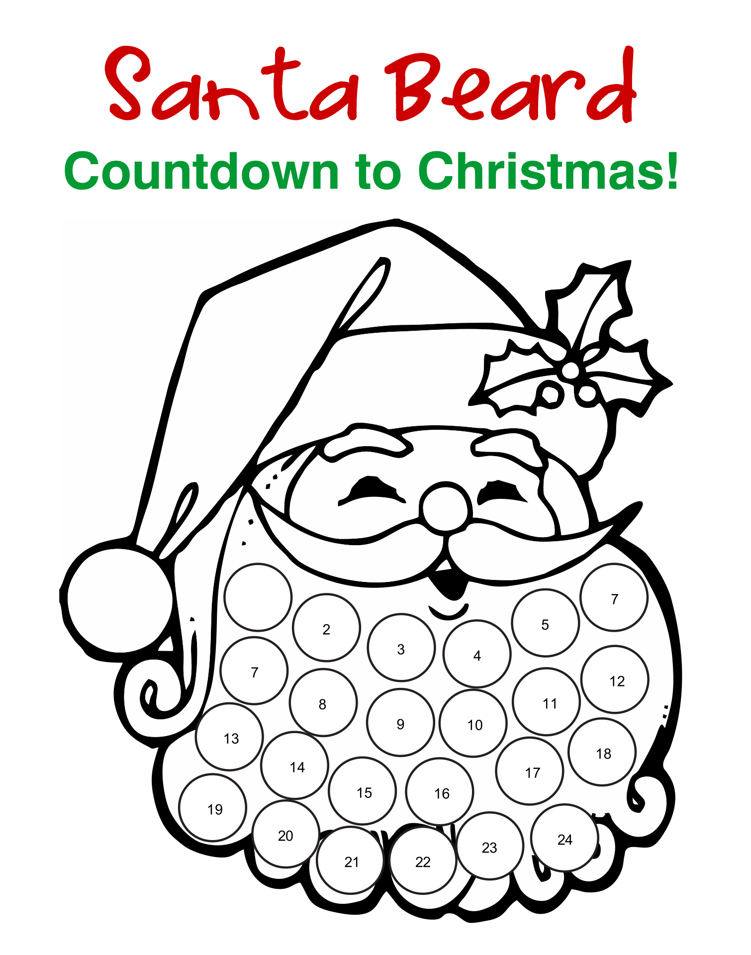 Free Printable Santa Cotton Ball Beard