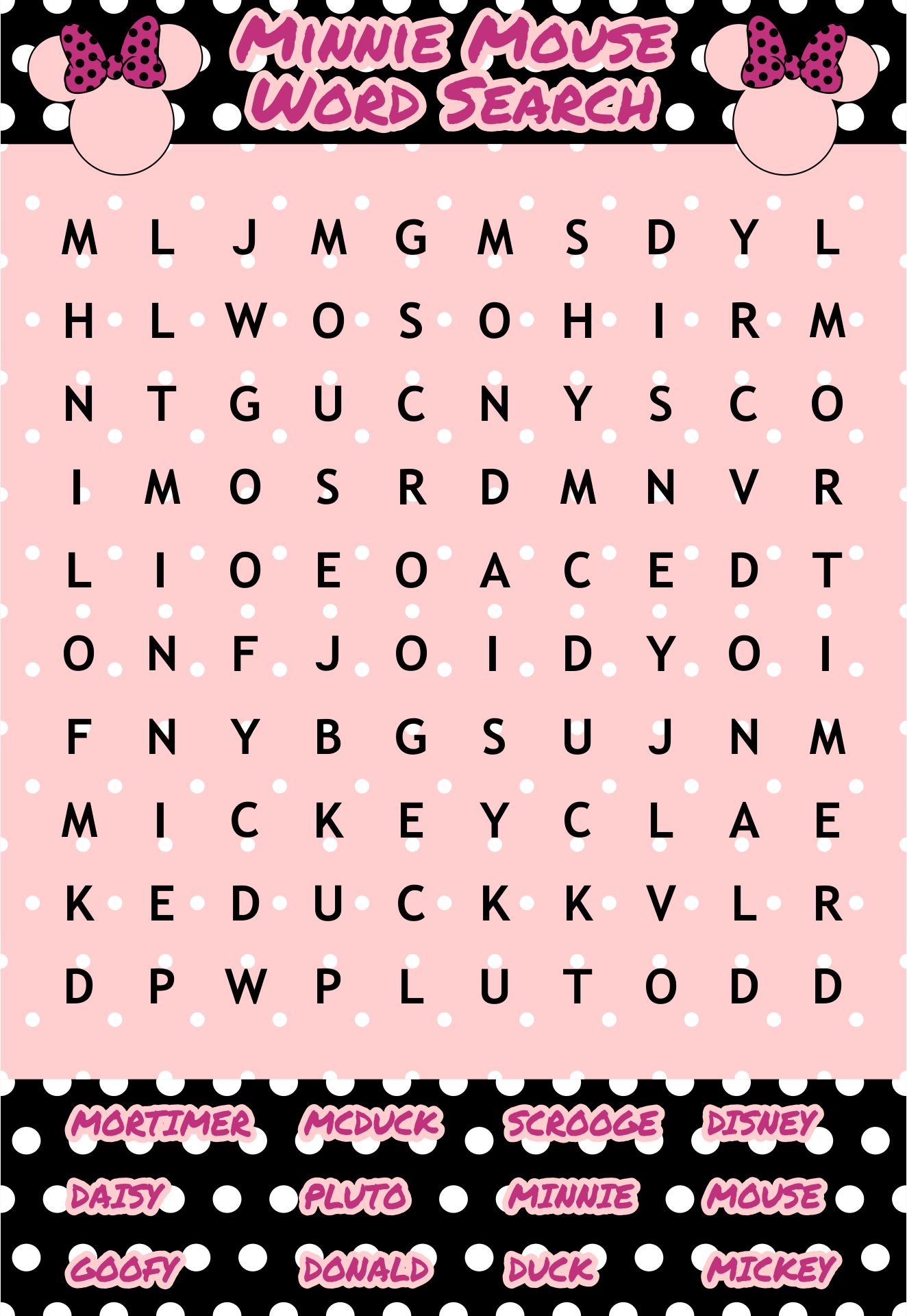 Disney Printable Word Search Puzzles