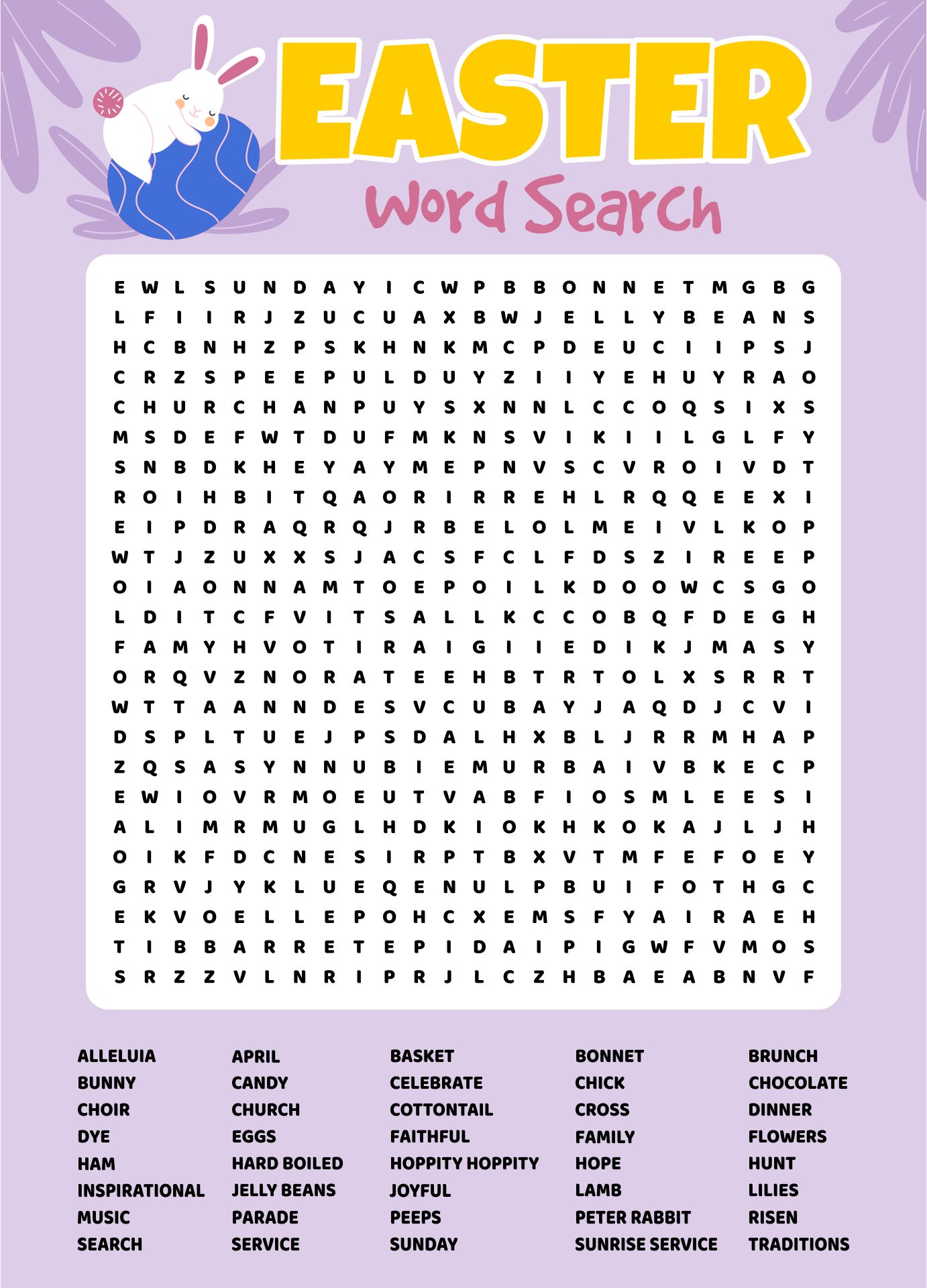 Free Printable Easter Word Search