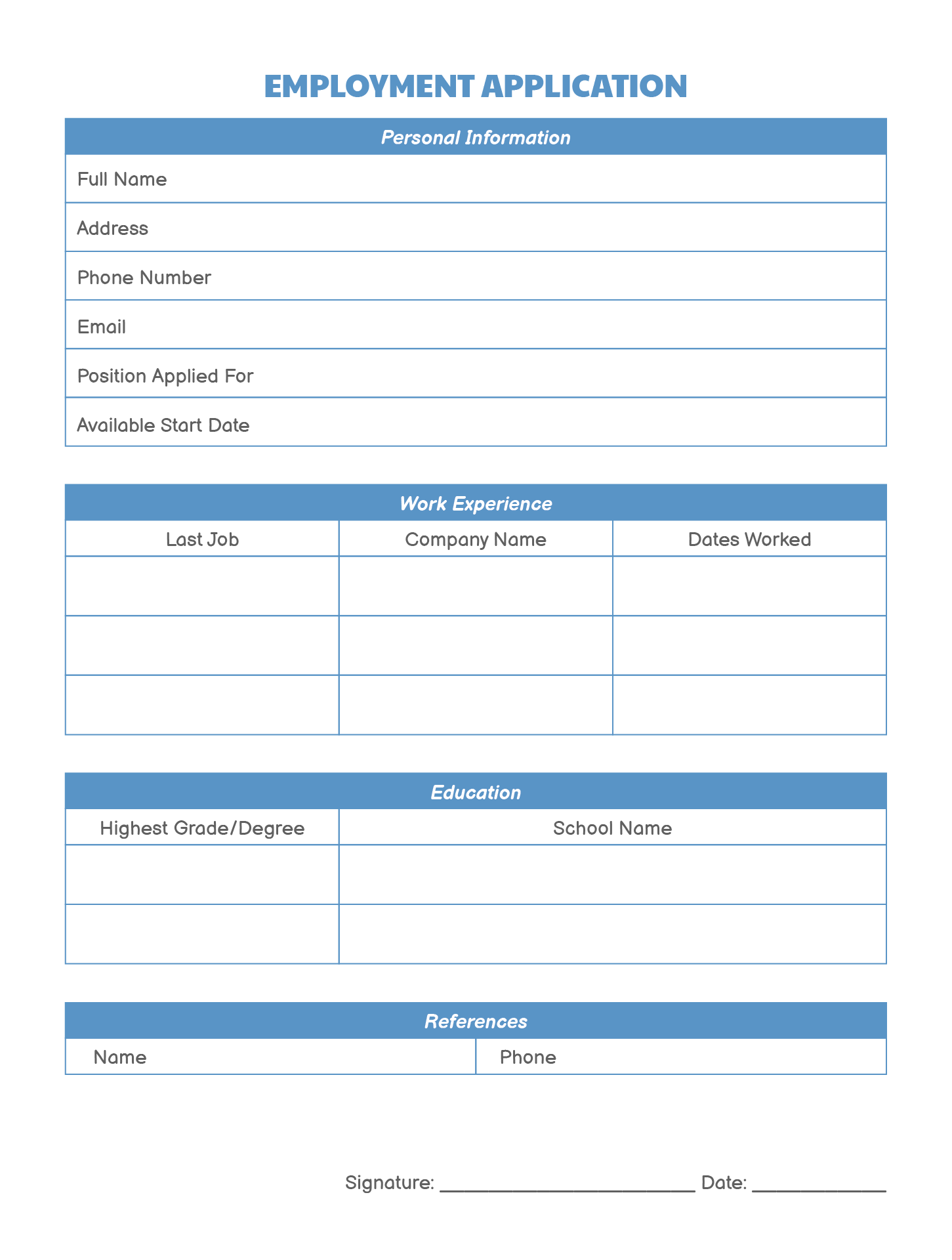 Free Printable Job Application Form Printable Blank World