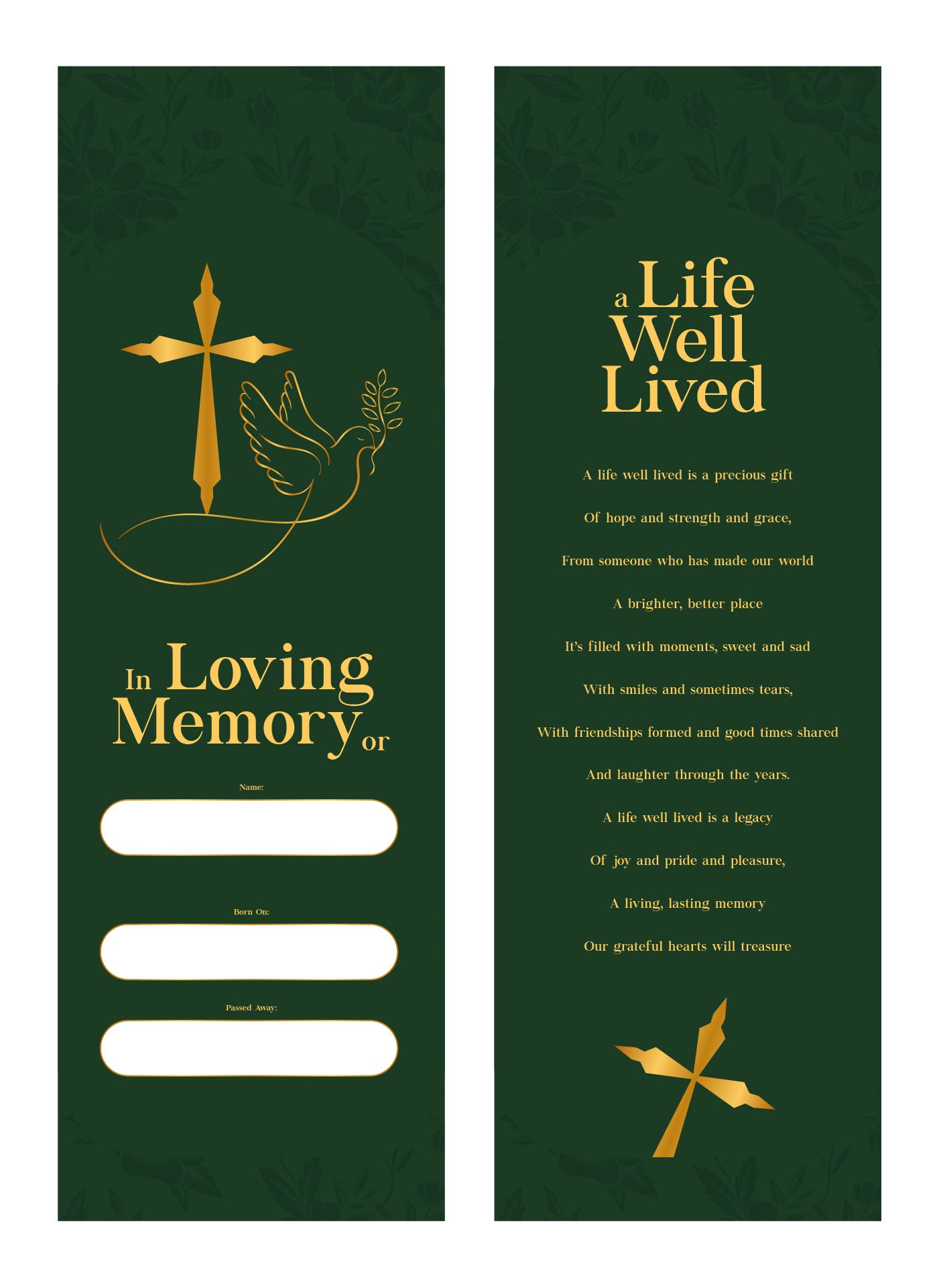 Memorial Bookmark Templates