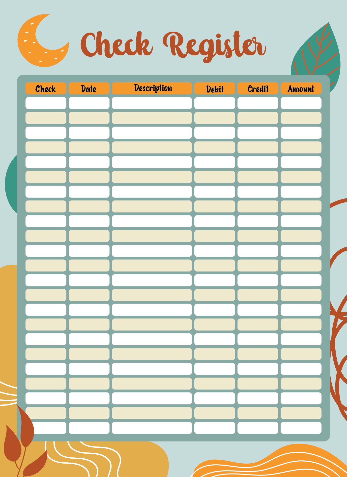  Printable Check Register