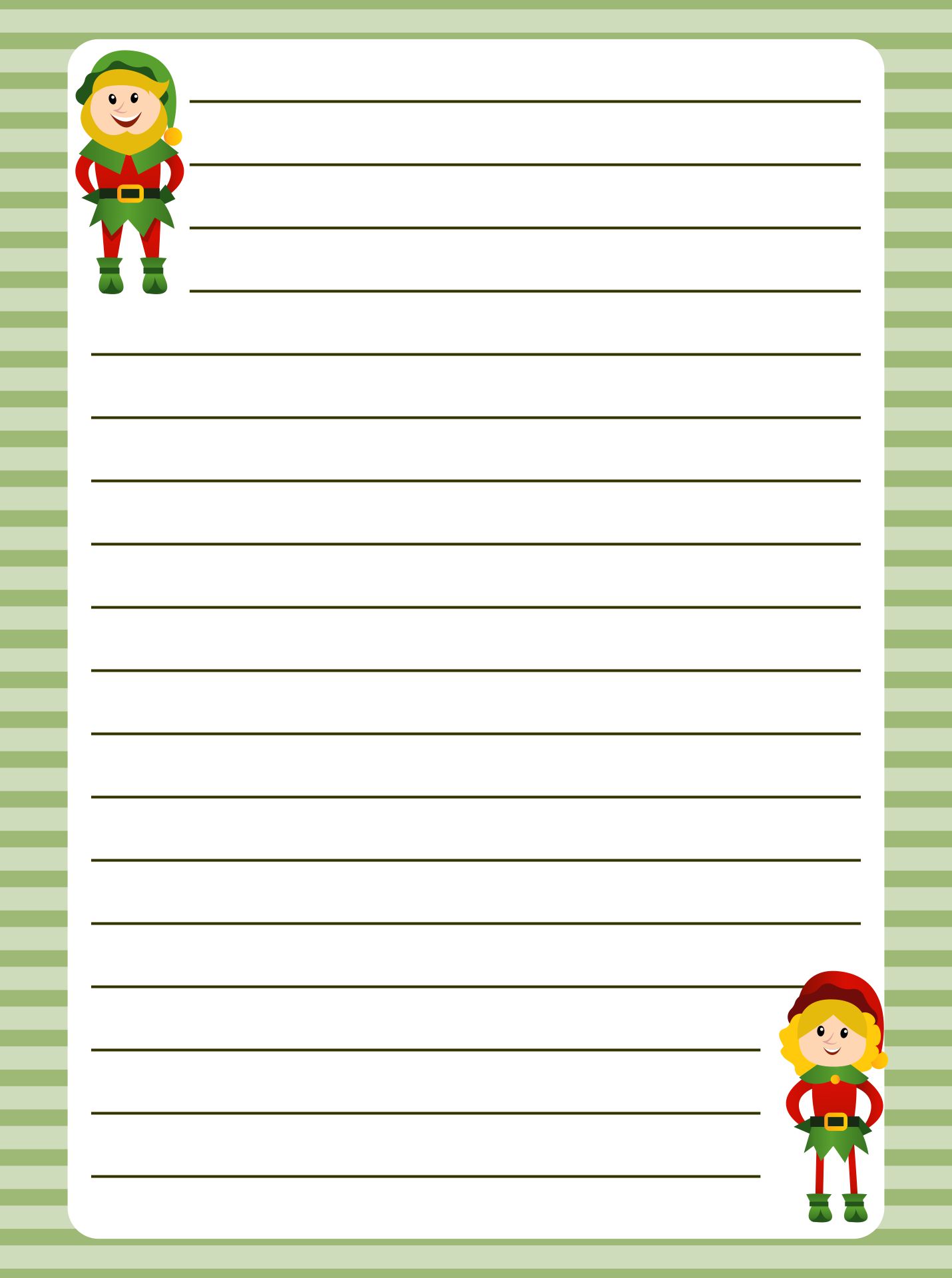 Christmas Elf Writing Paper Printable