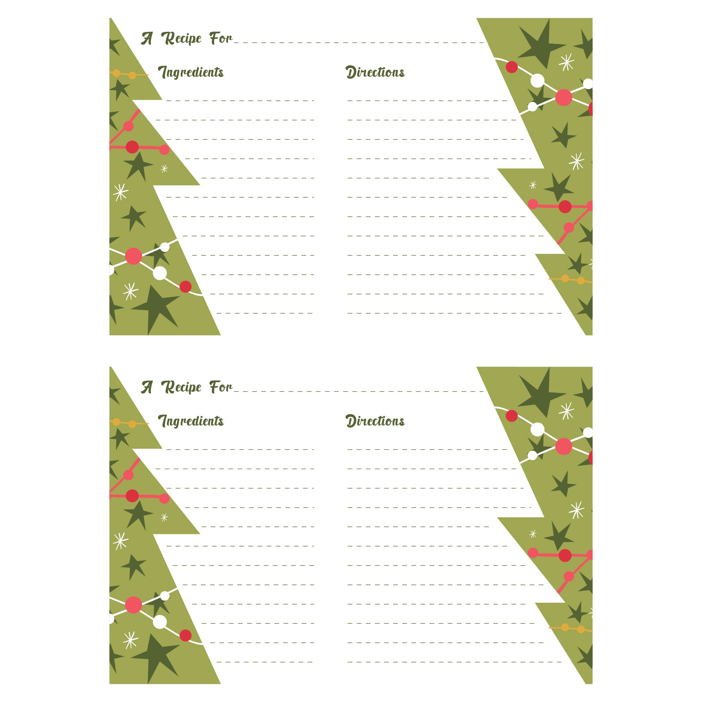  Printable Christmas Recipe Card Template