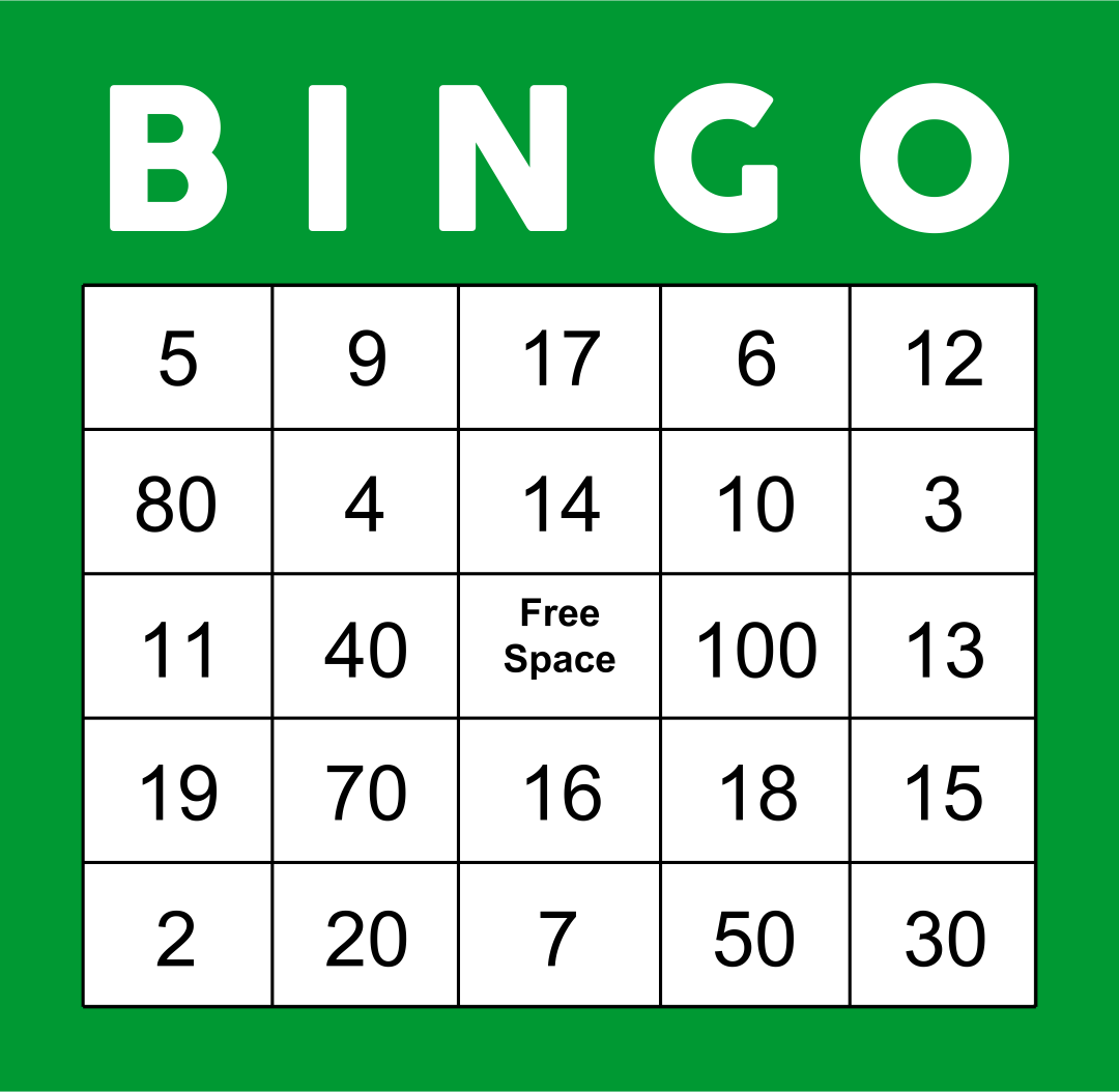 Free Printable Bingo Cards