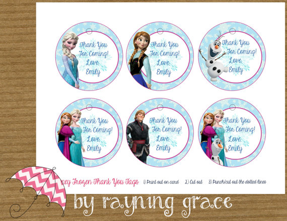 Frozen Birthday Thank You Tags