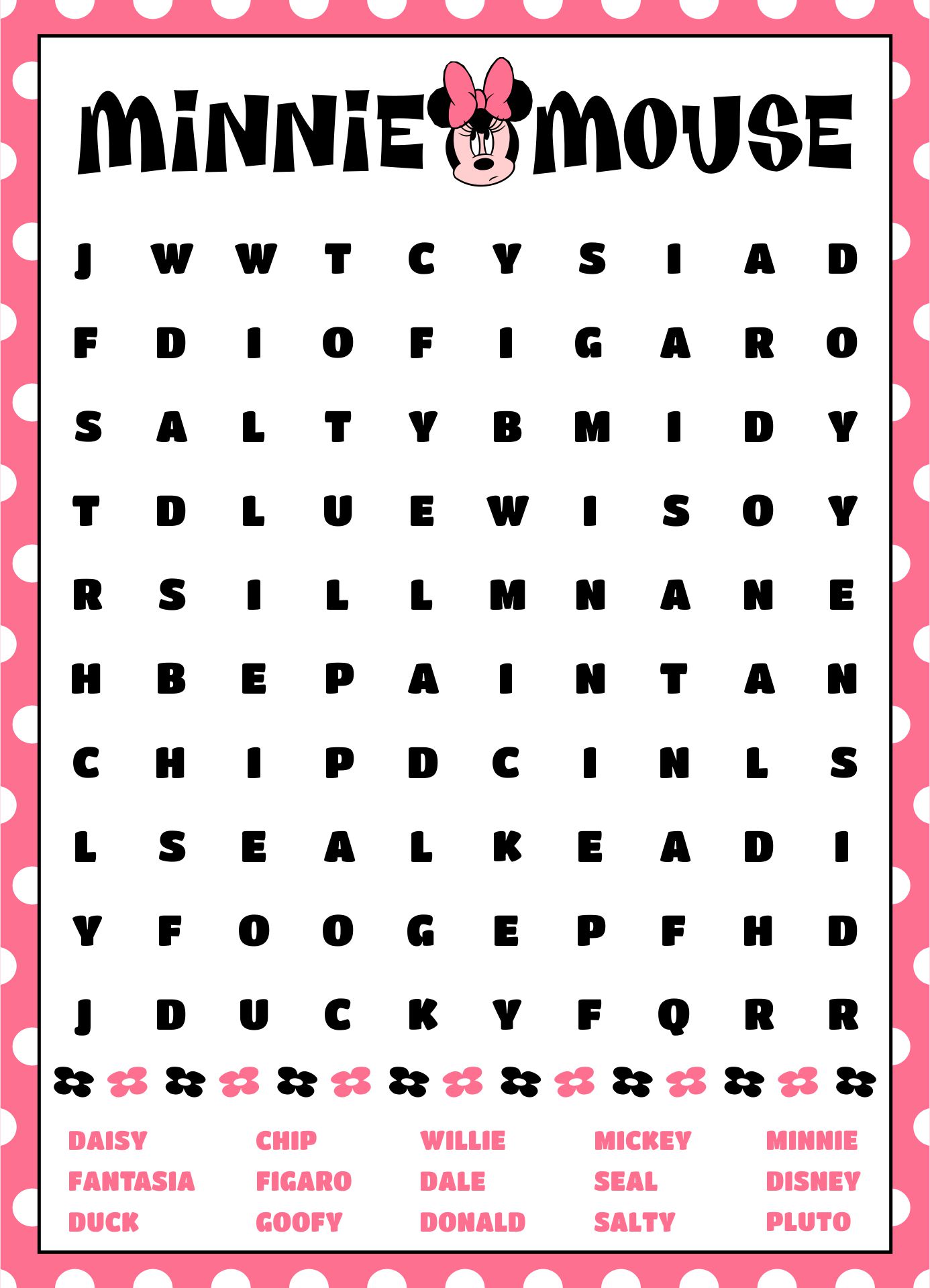 Mickey Mouse Printable Word Search