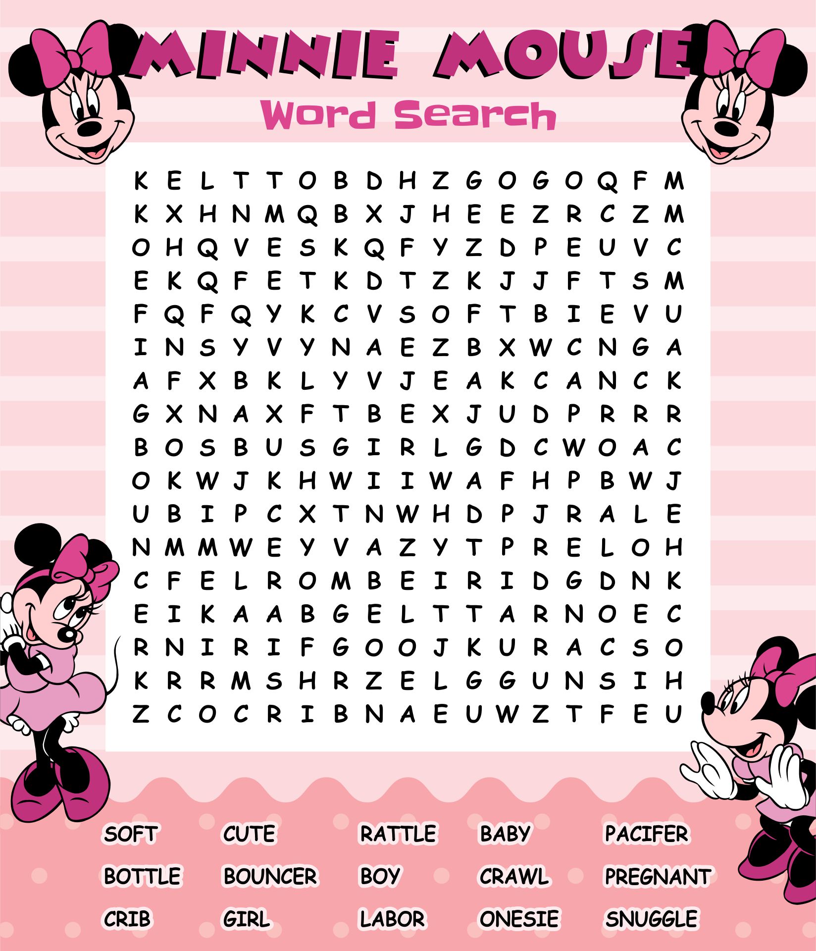 Minnie Mouse Baby Shower Games Printable