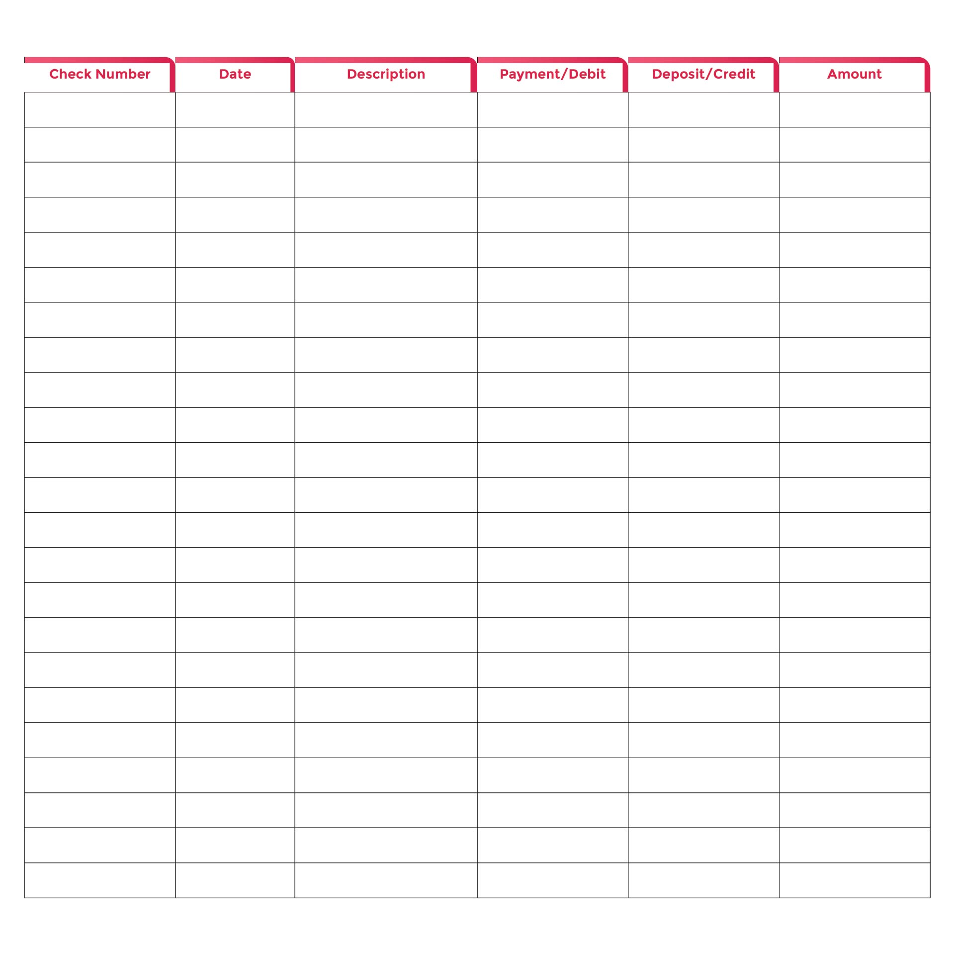 Checkbook Ledger Template from www.printablee.com