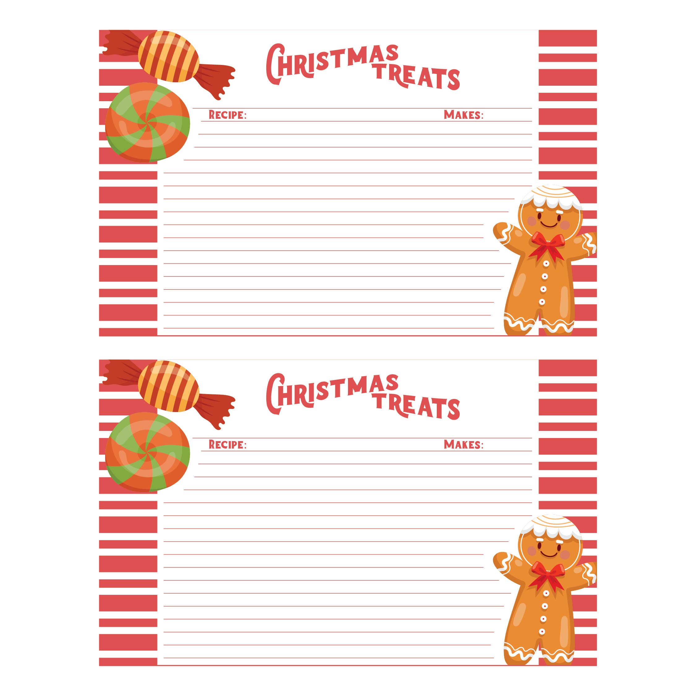 4 Best Free Printable Christmas Recipe Card Template