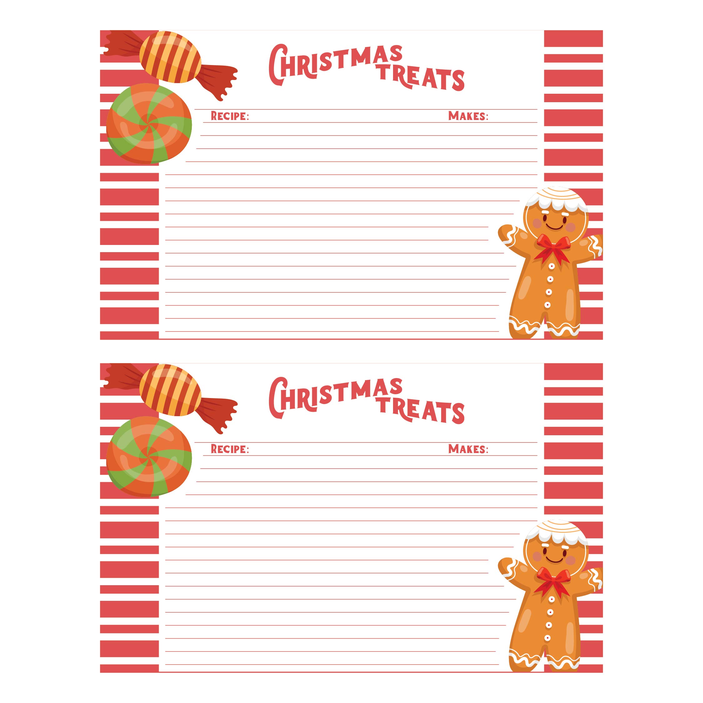 Christmas Recipe Card Template Free