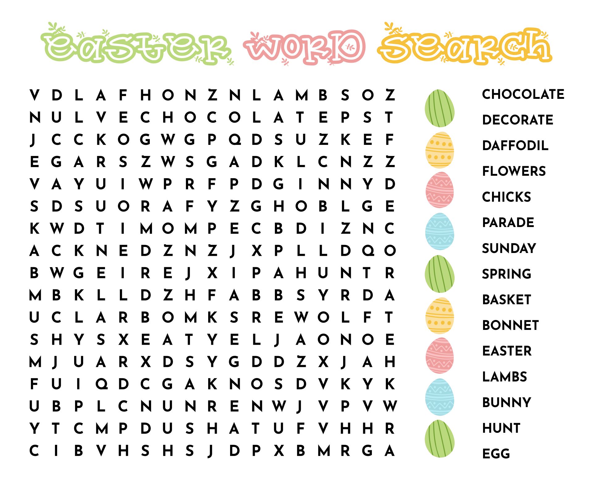  Printable Easter Word Search