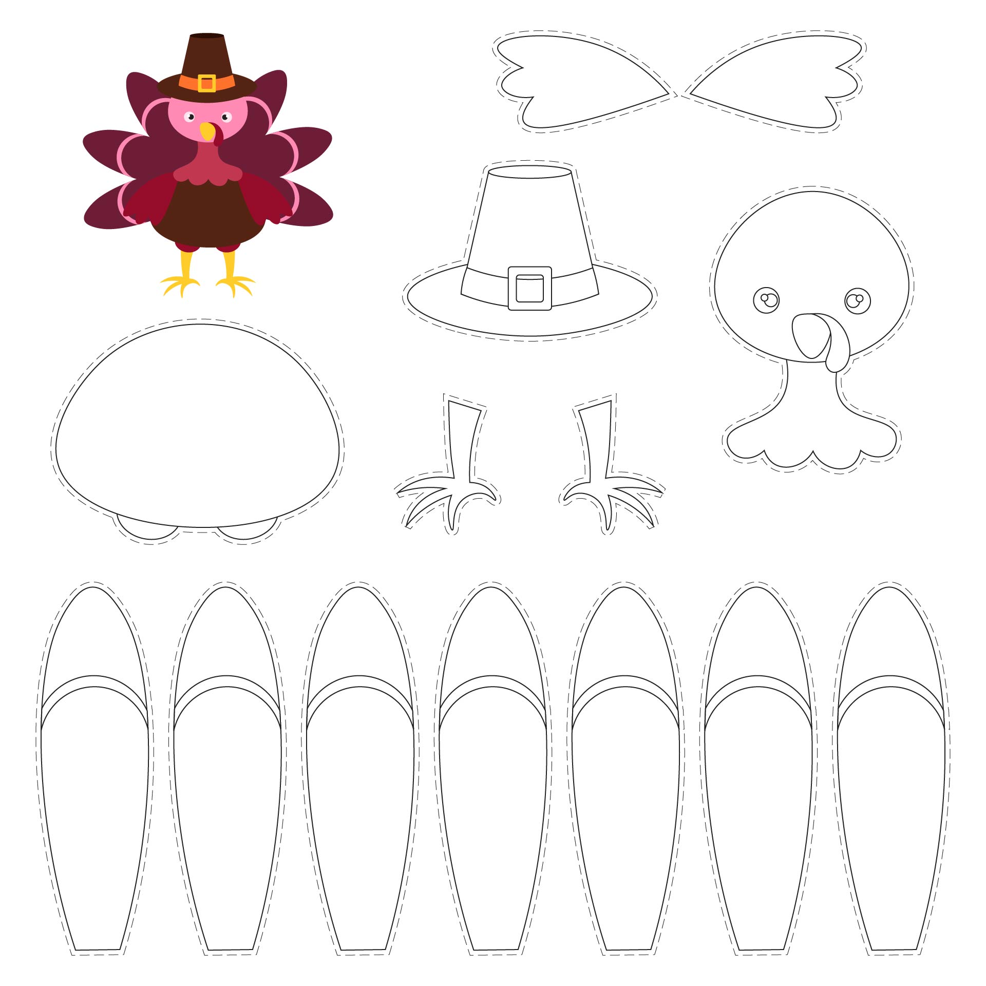 10 Best Thanksgiving Printable Cutouts Printablee