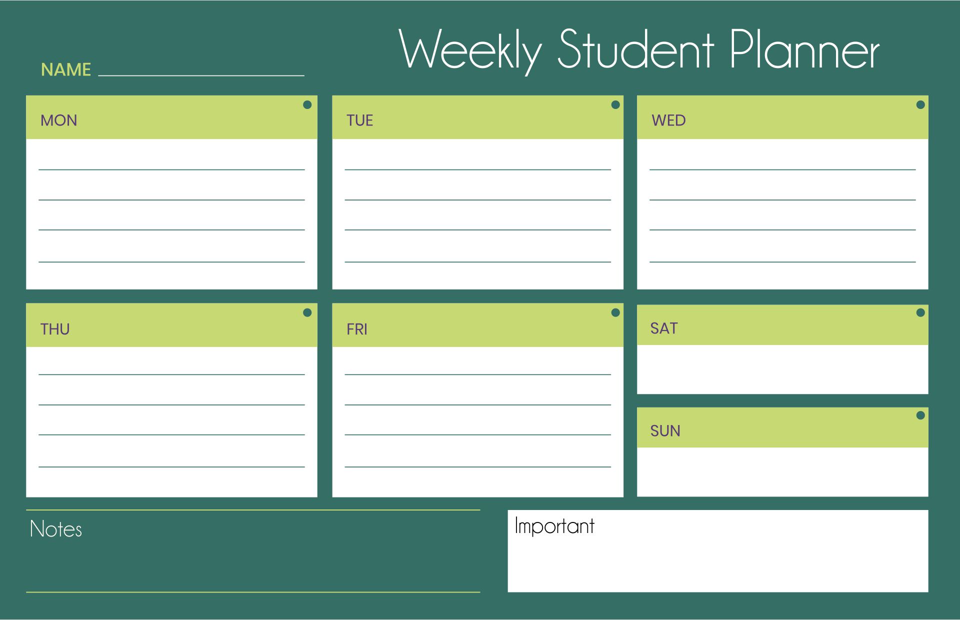 Printable Weekly Student Planner