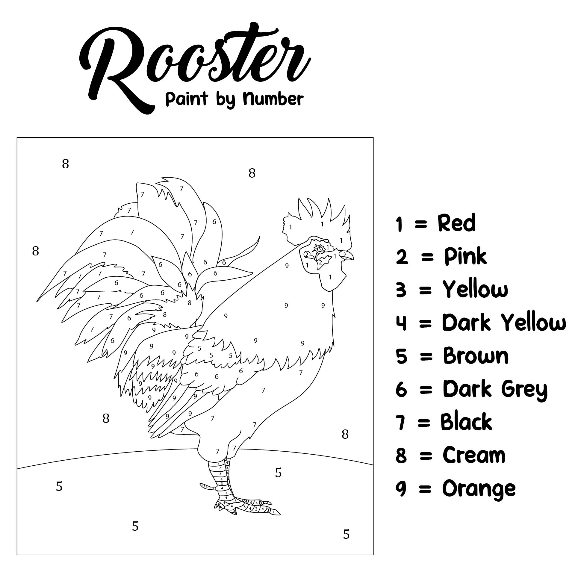 Rooster Paint by Number
