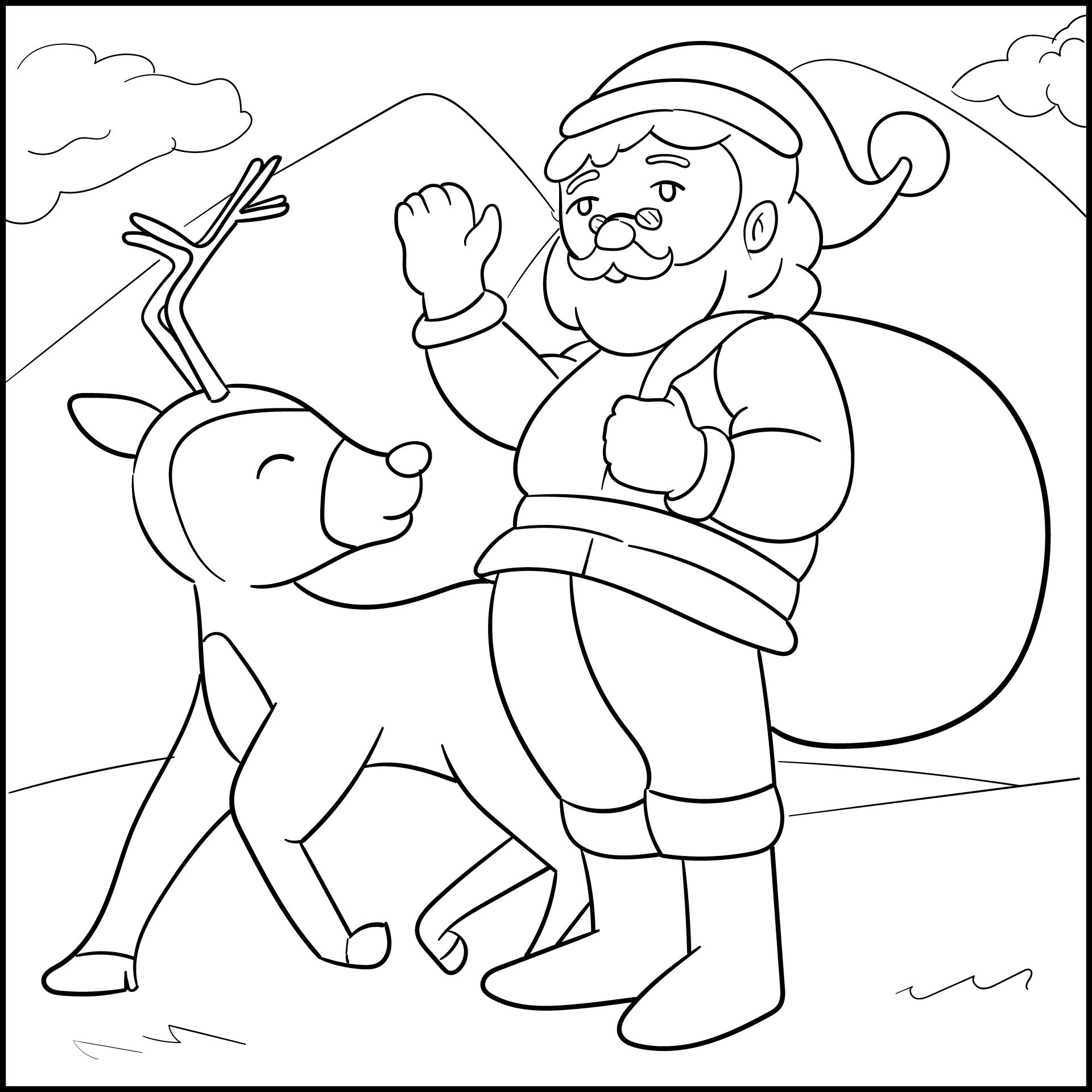 Santa and Rudolph Coloring Pages Printable