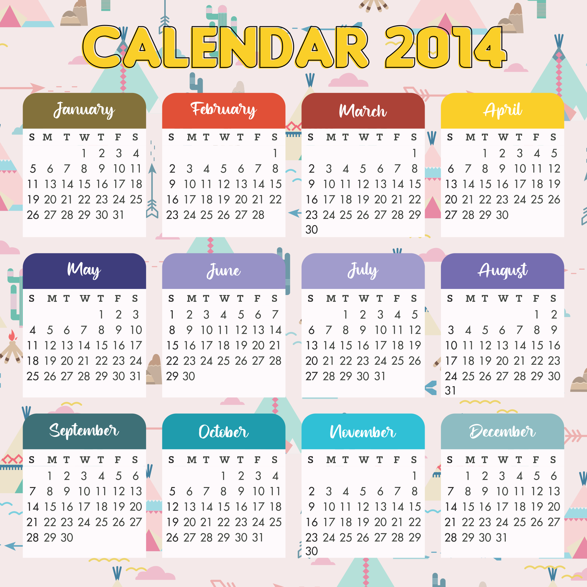 2014 Calendar Printable Free