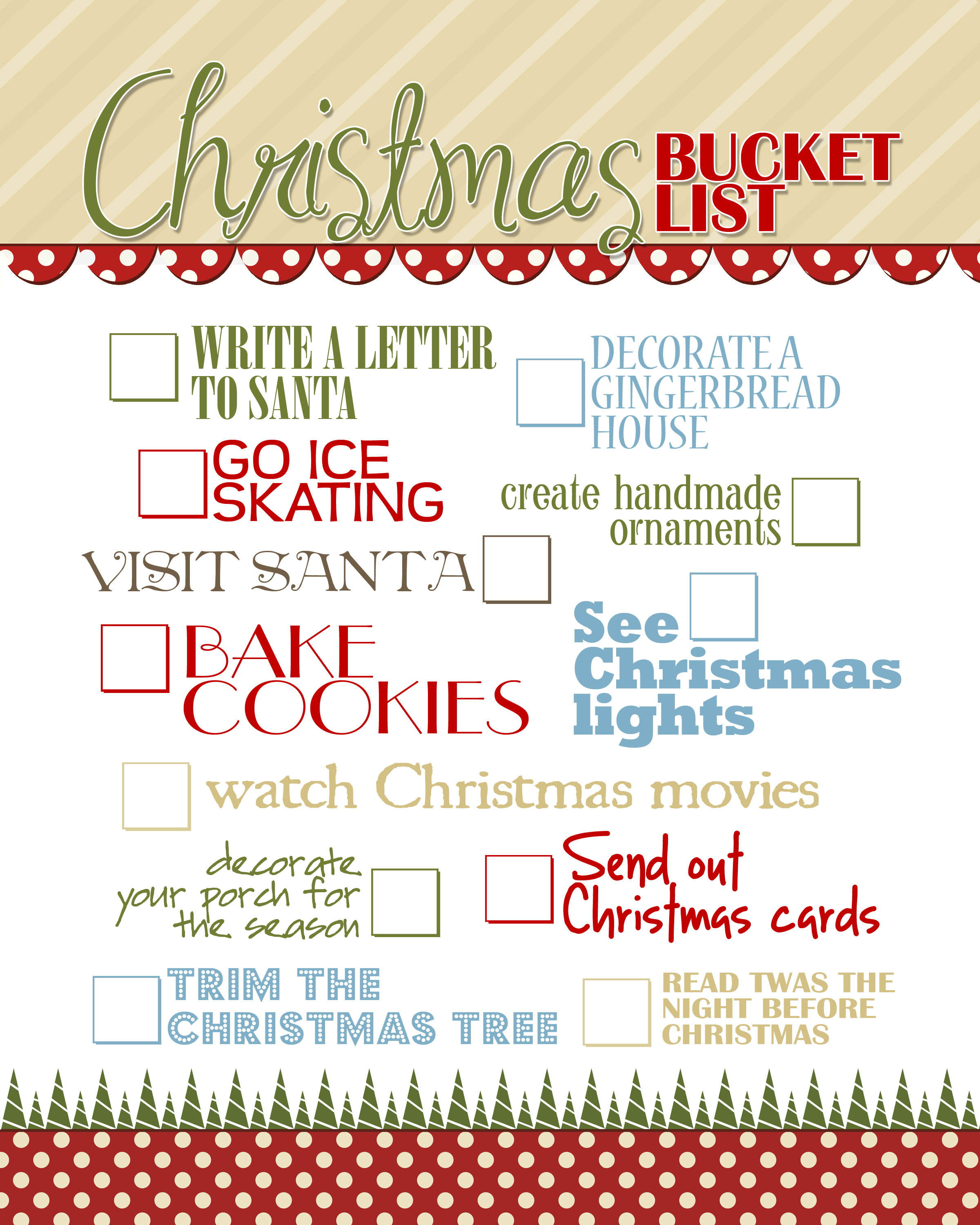 Printable Christmas Bucket List