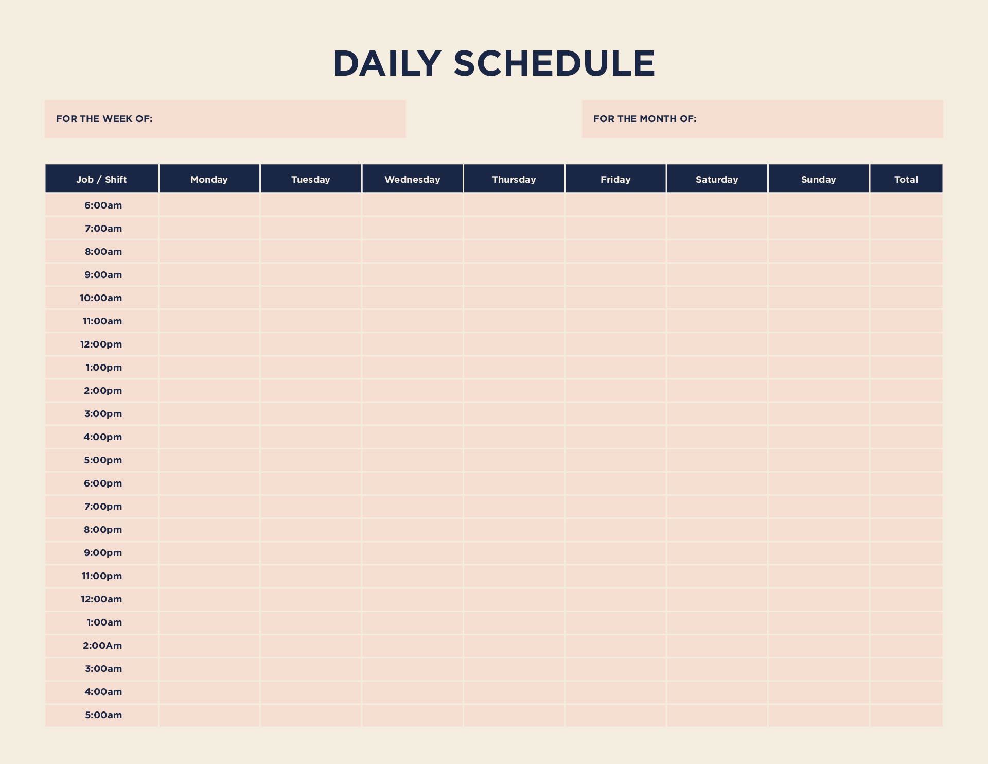 Daily Hourly Planner Template from www.printablee.com