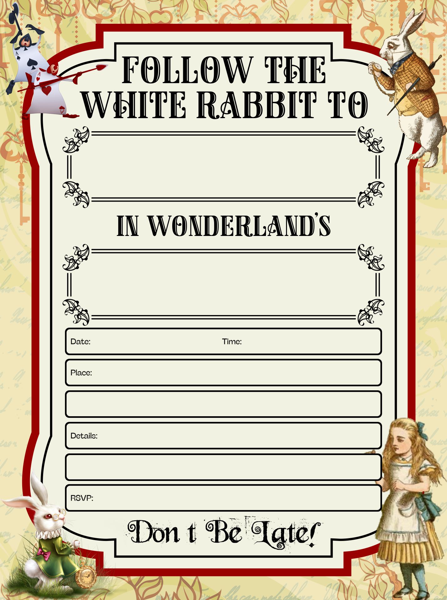 DIY Alice in Wonderland Invitations