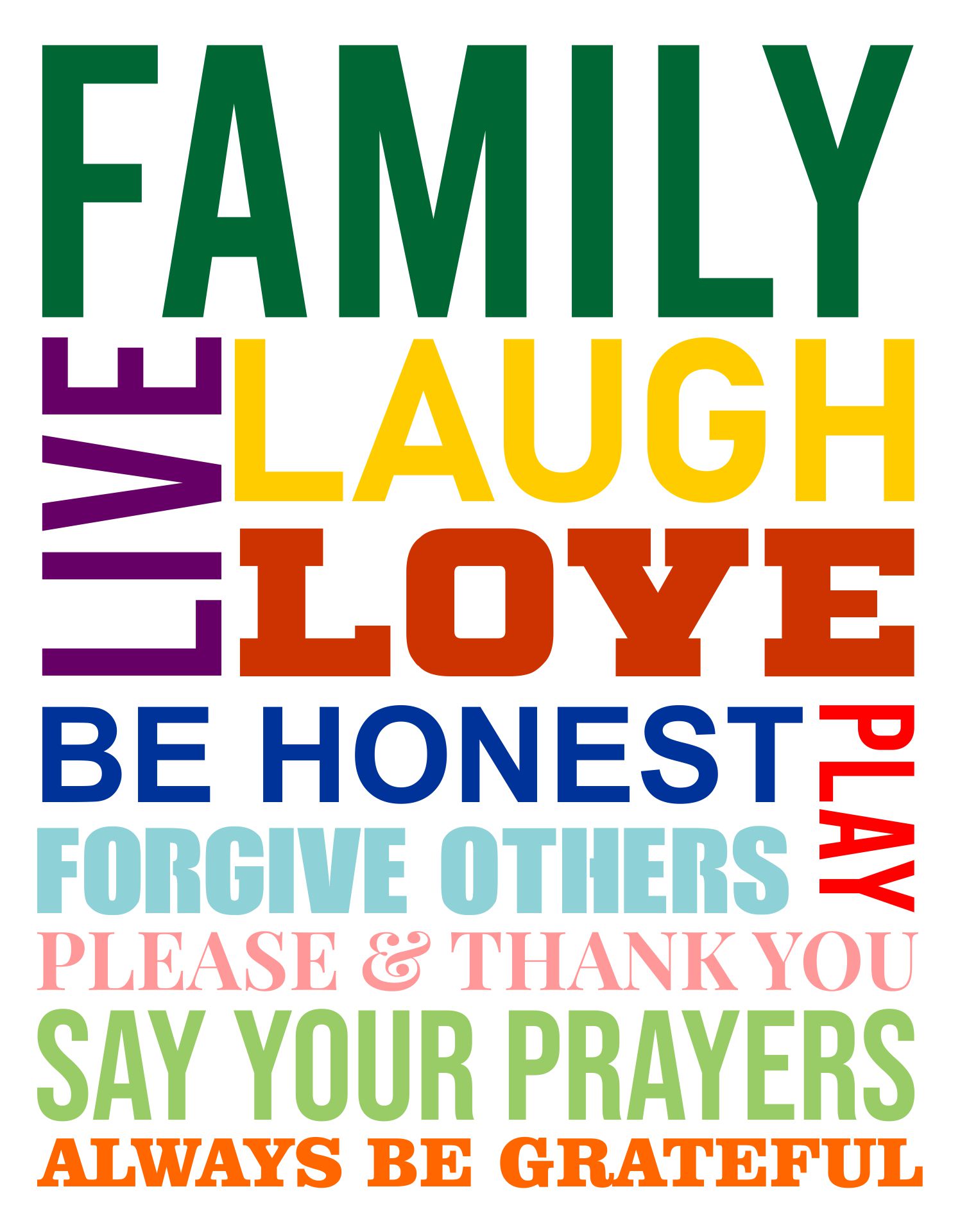  Printable Family Rules Subway Art