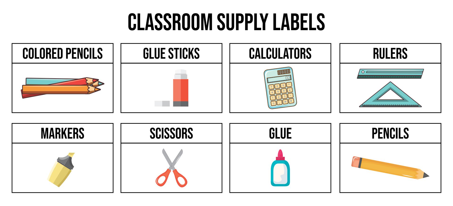 Printable Classroom Supply Labels