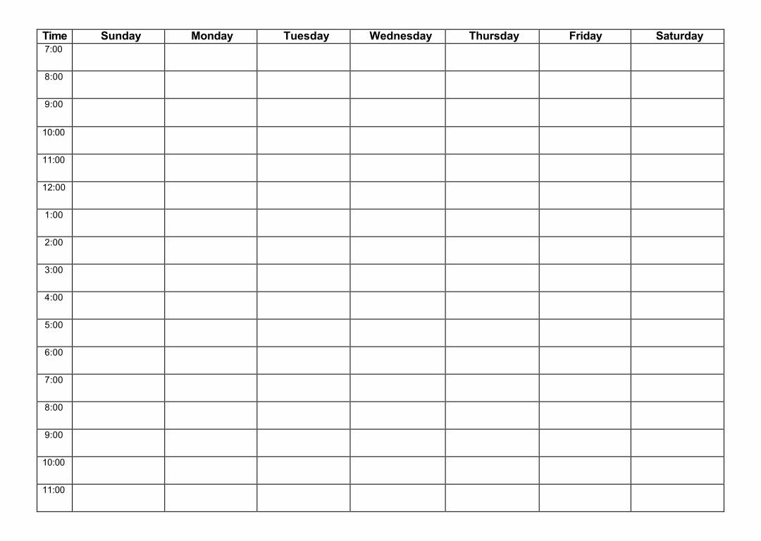 Printable Hourly Weekly Planner Templates