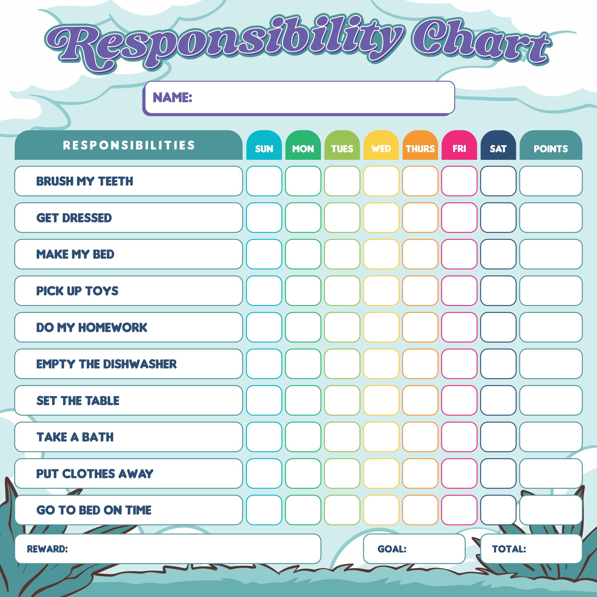 Printable Responsibility Chart