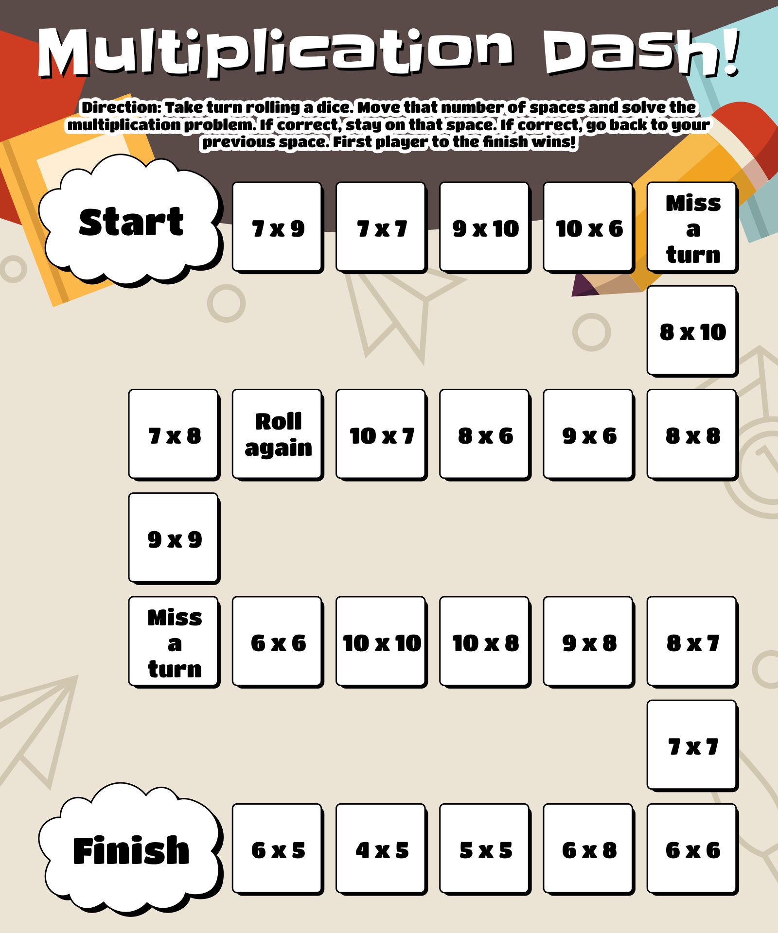 Printable Multiplication Games printable-multiplication-games