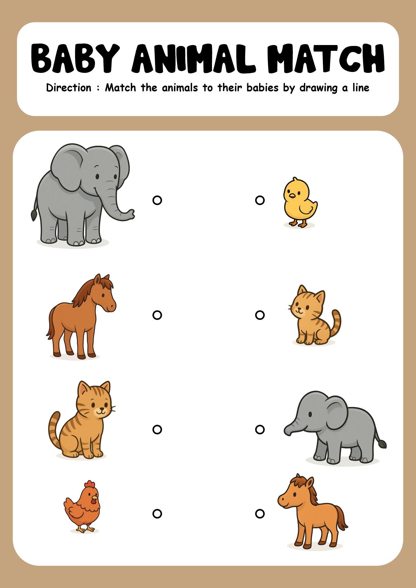 Animals And Their Babies Worksheets