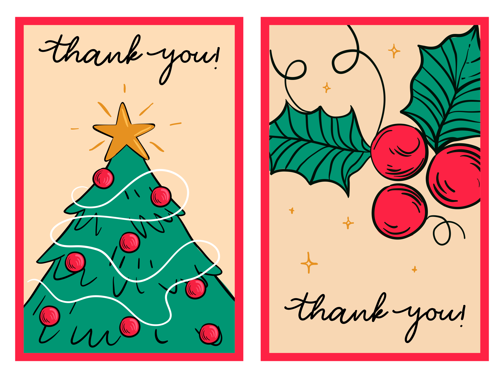 Printable Christmas Thank You Cards