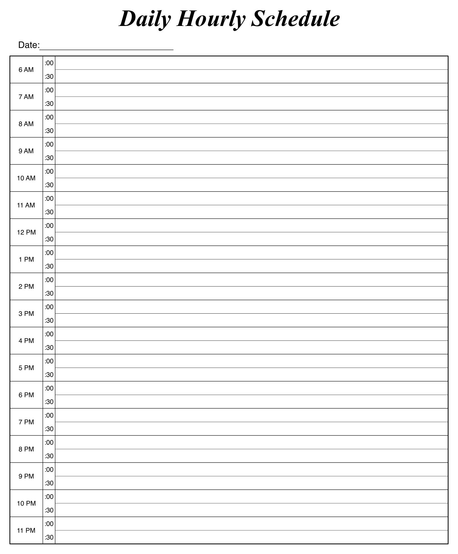 10 Best Printable Daily Hourly Calendar Template Pdf For Free At Printablee