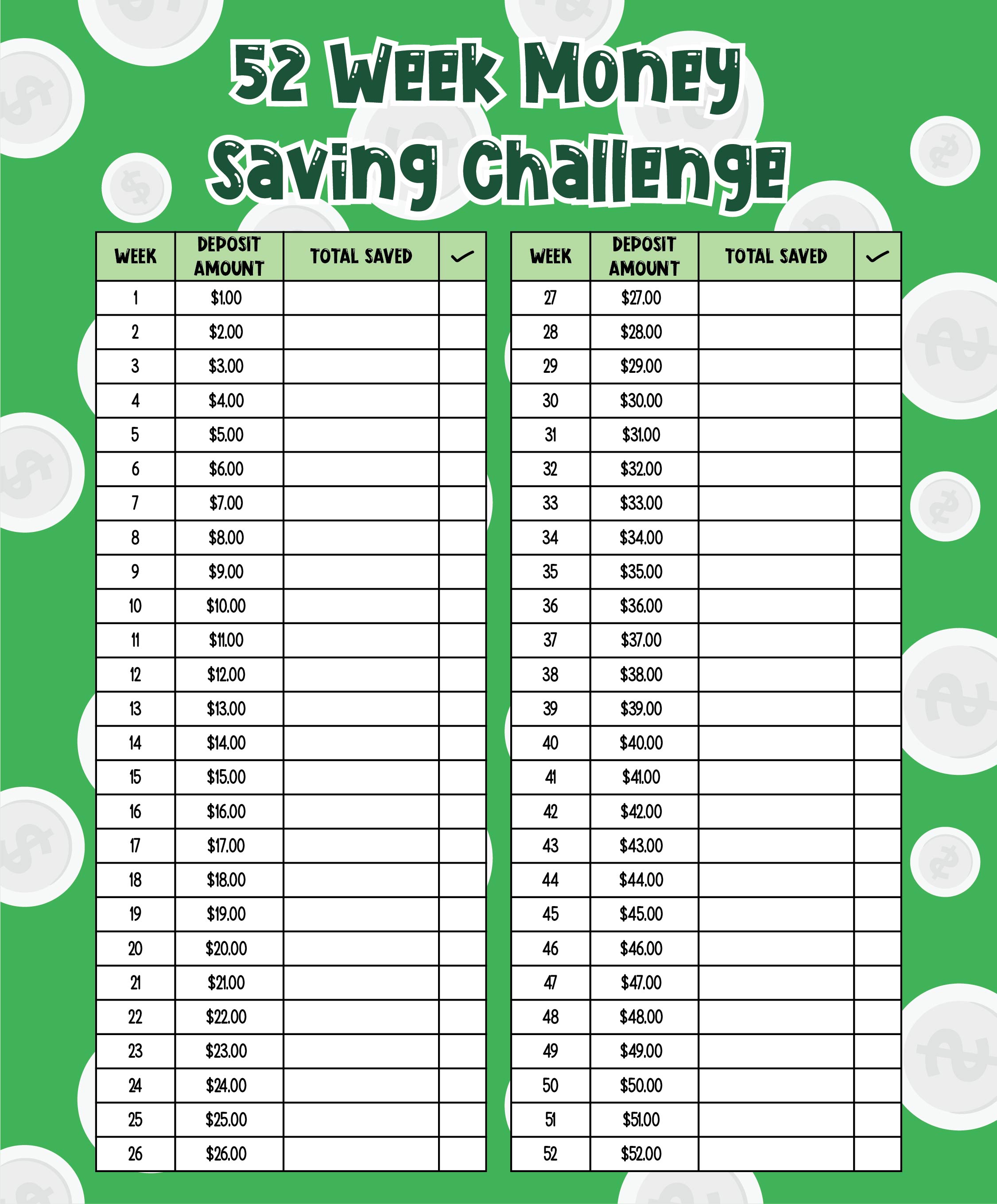 52 week money challenge 2022