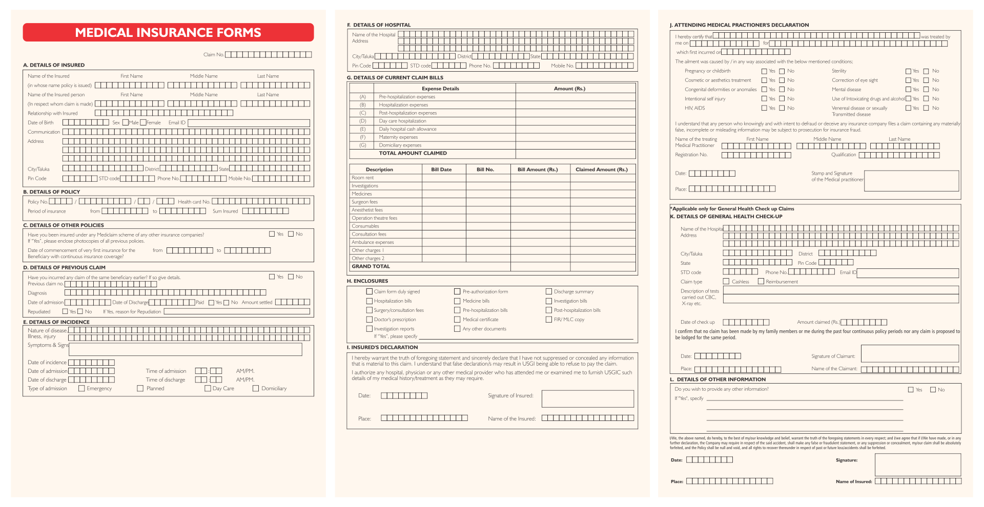 Sample Medical Insurance Forms