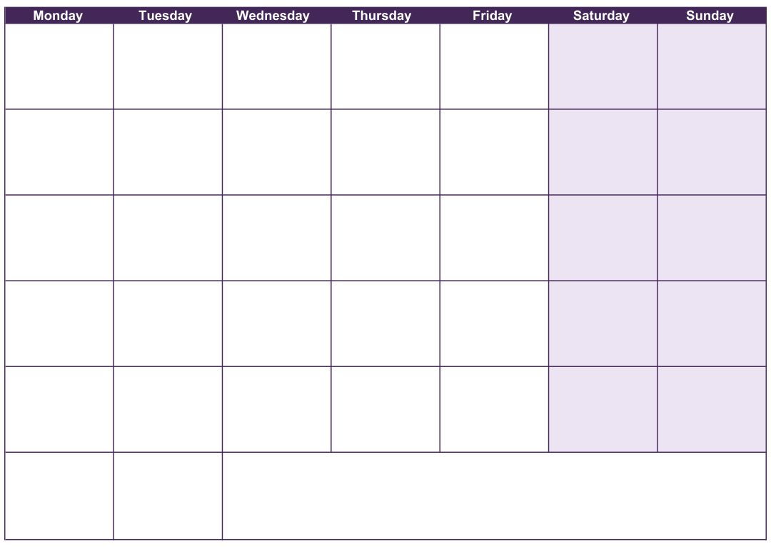 30-Day Blank Calendar Printable