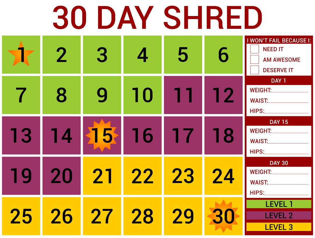 30-Day Calendar Printable
