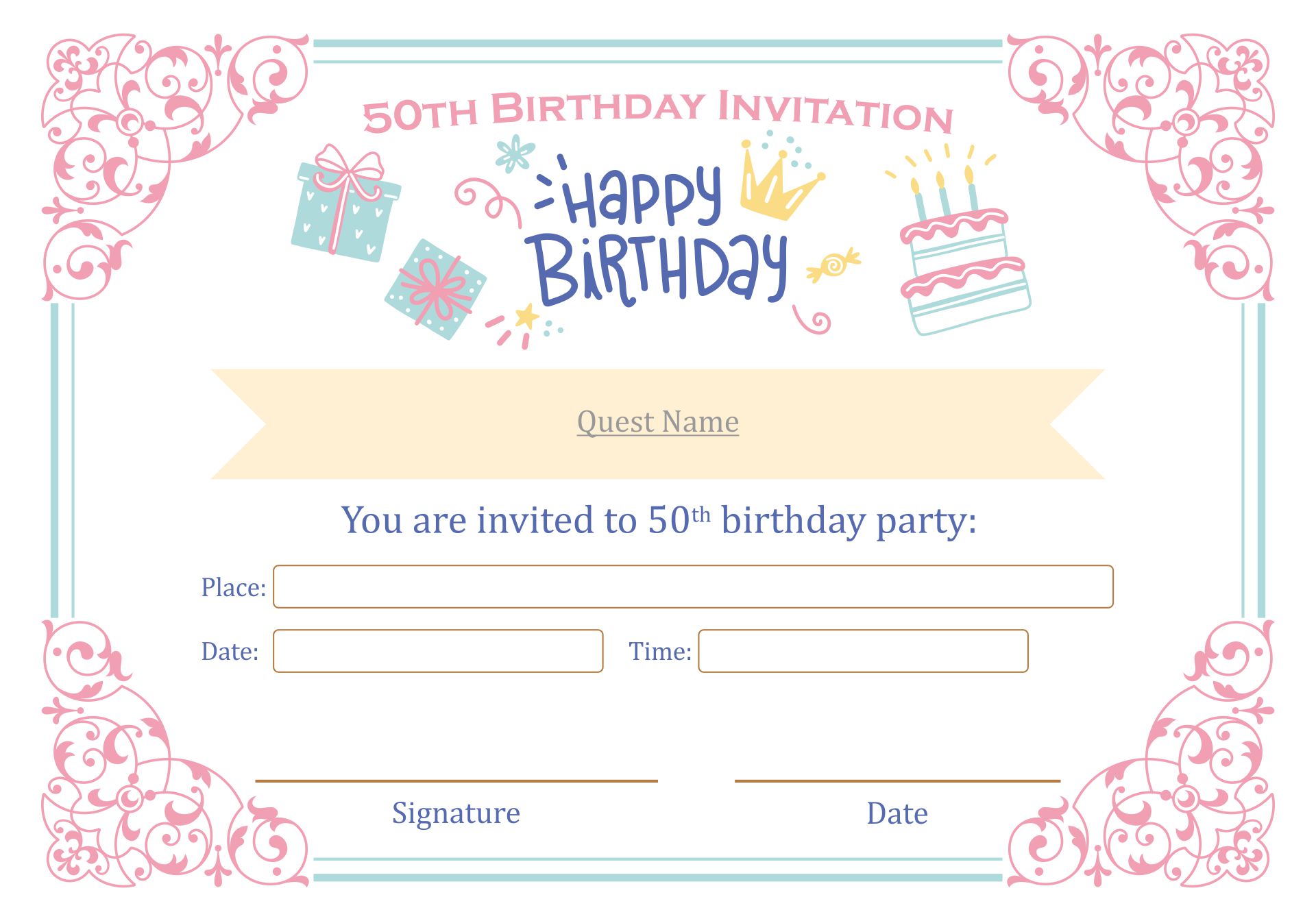 9 Best 50th Birthday Certificate Printable