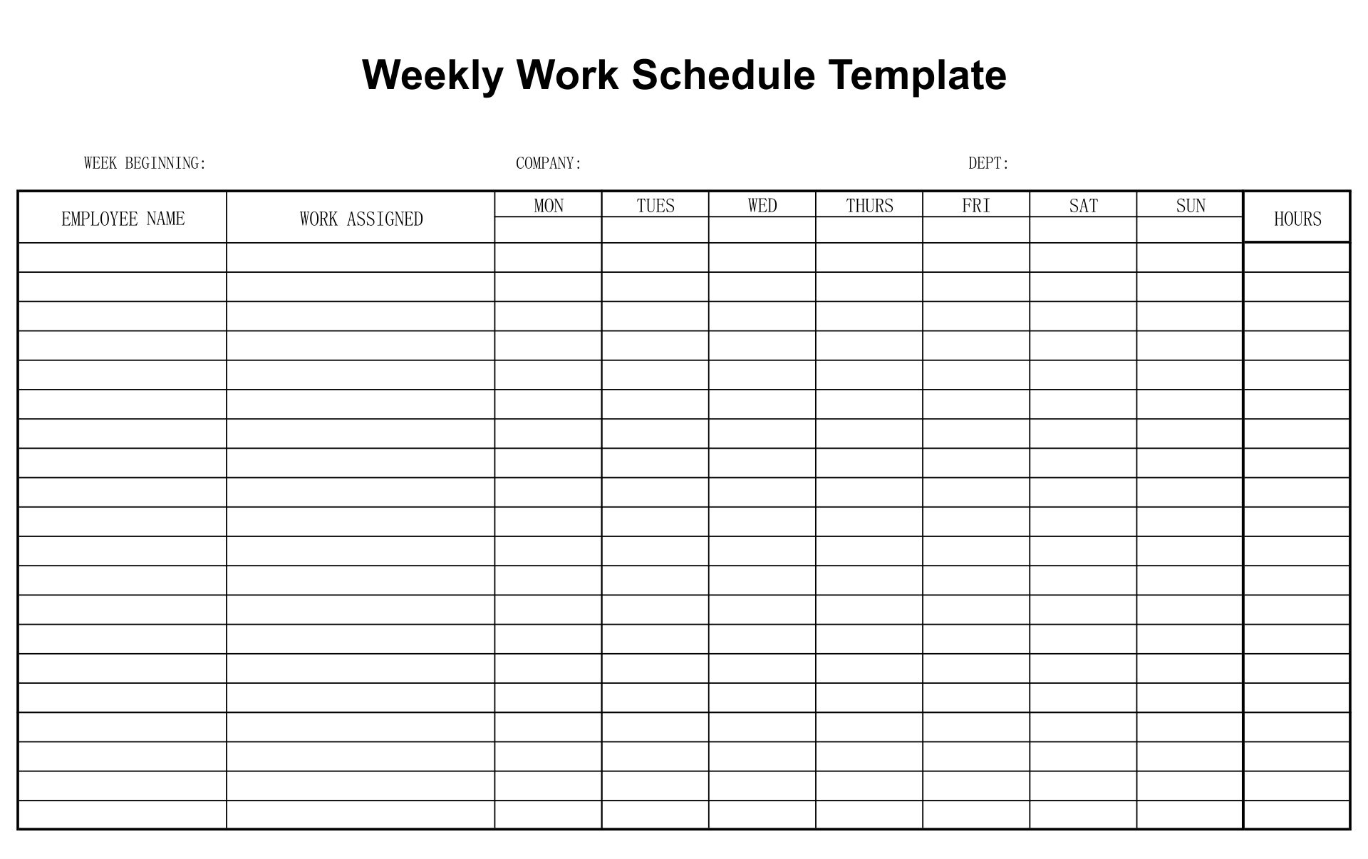 Downloadable Free Weekly Employee Work Schedule Template Summafinance
