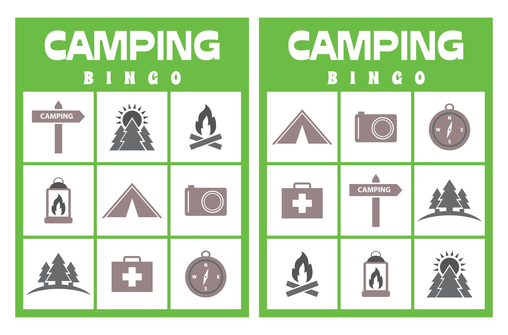 Camping Bingo for Kids