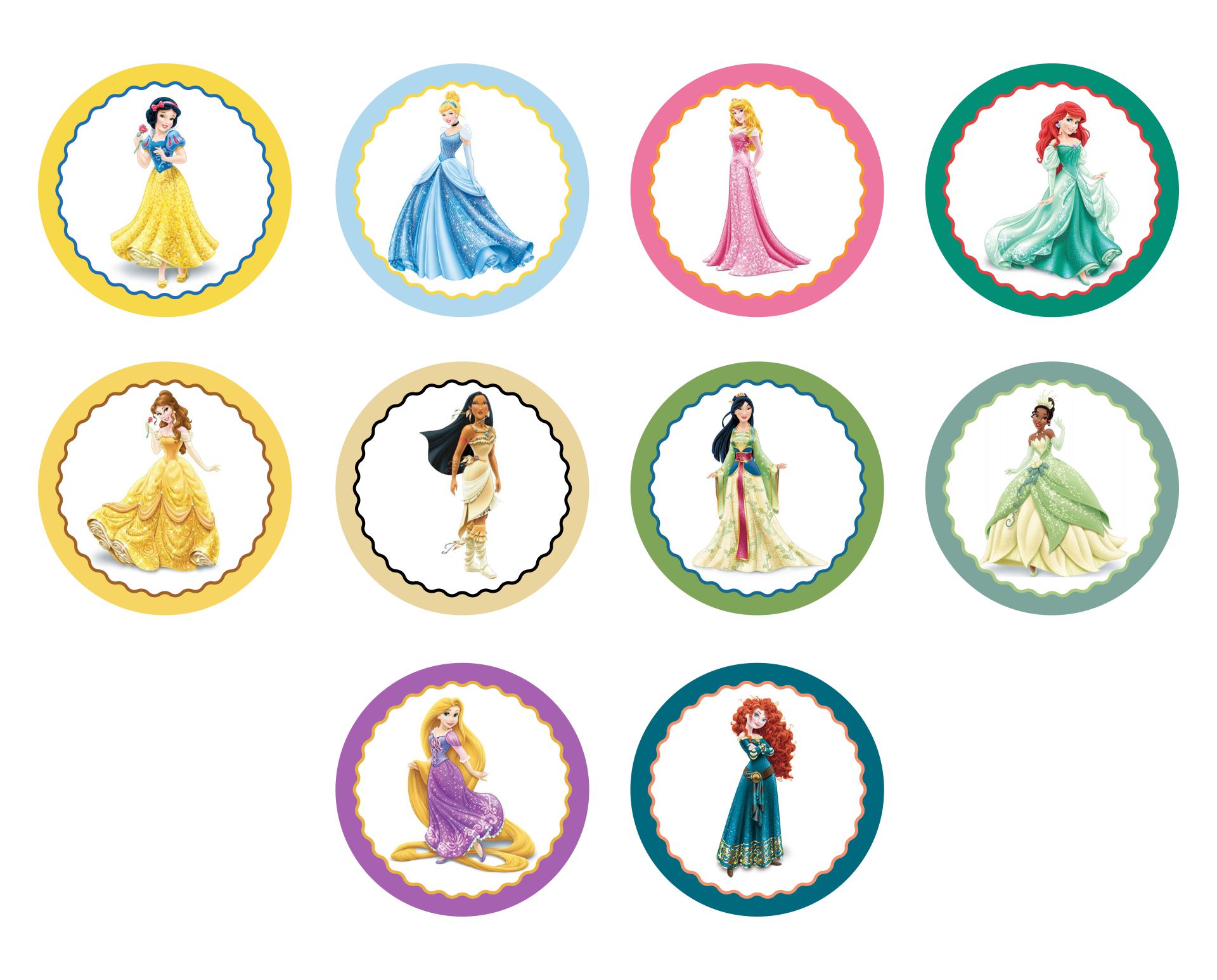 Disney Princess Cupcake Toppers  Printables