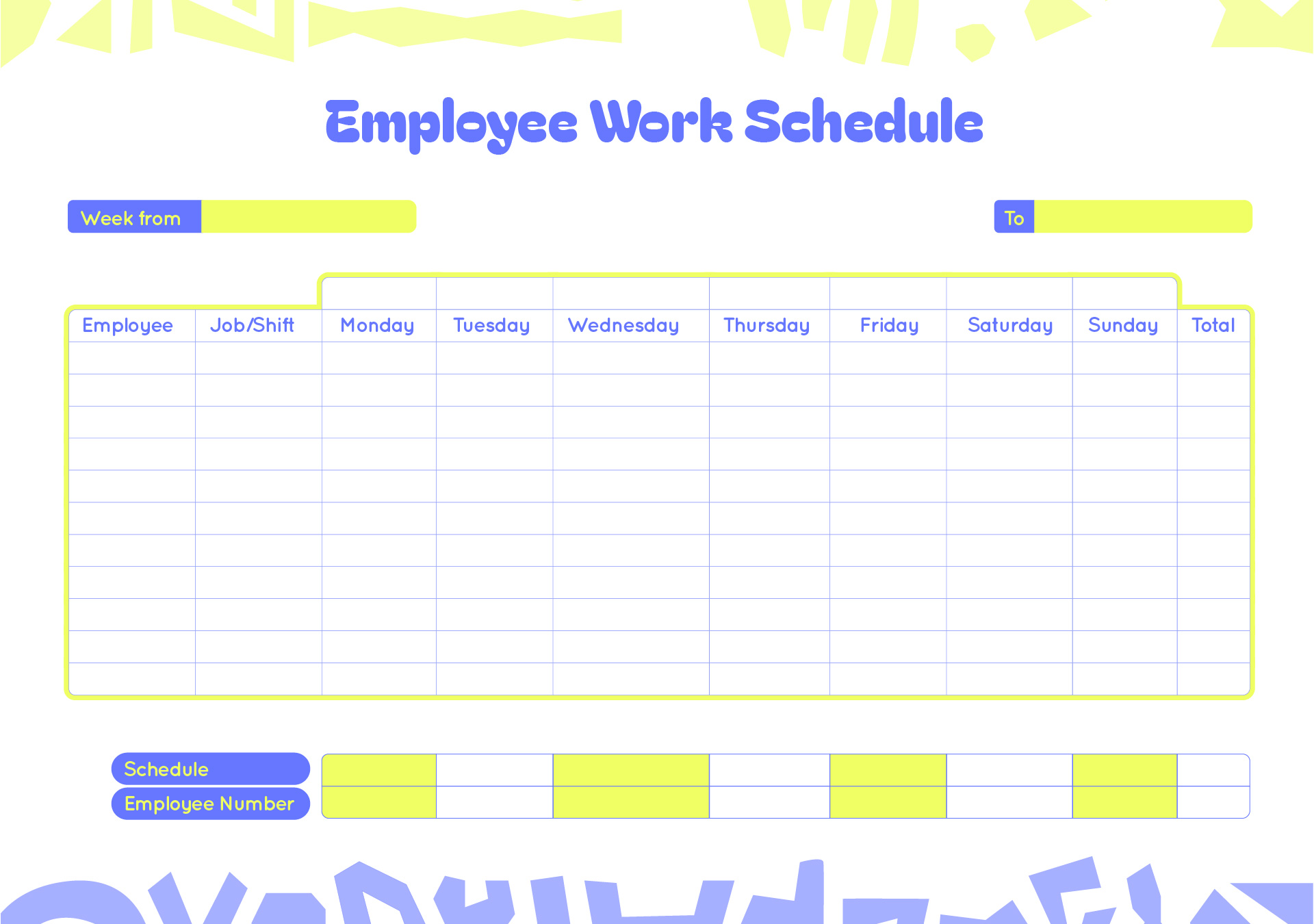 Printable Blank Schedules
