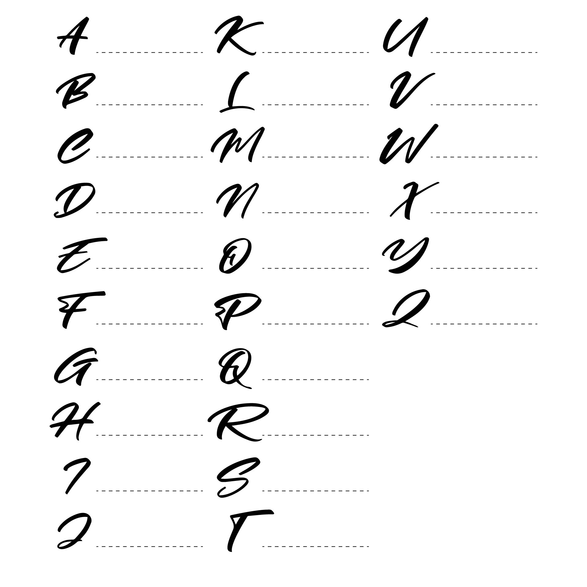 Printable Calligraphy Alphabet Practice Sheets